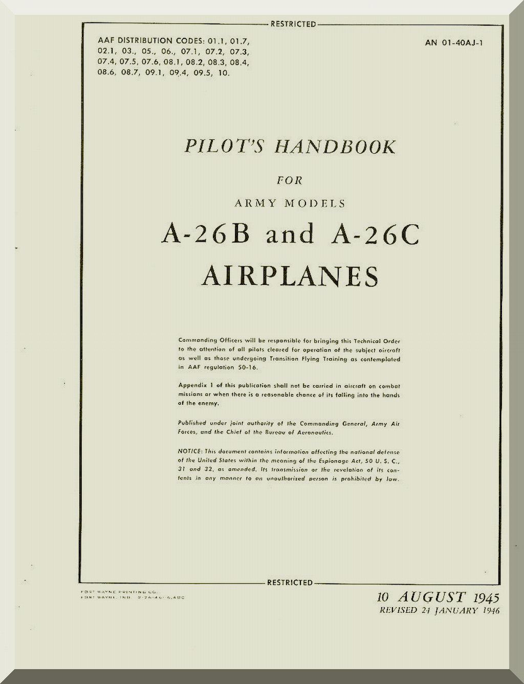 Douglas A-26 / B-26 Invader Aircraft Manuals Collection