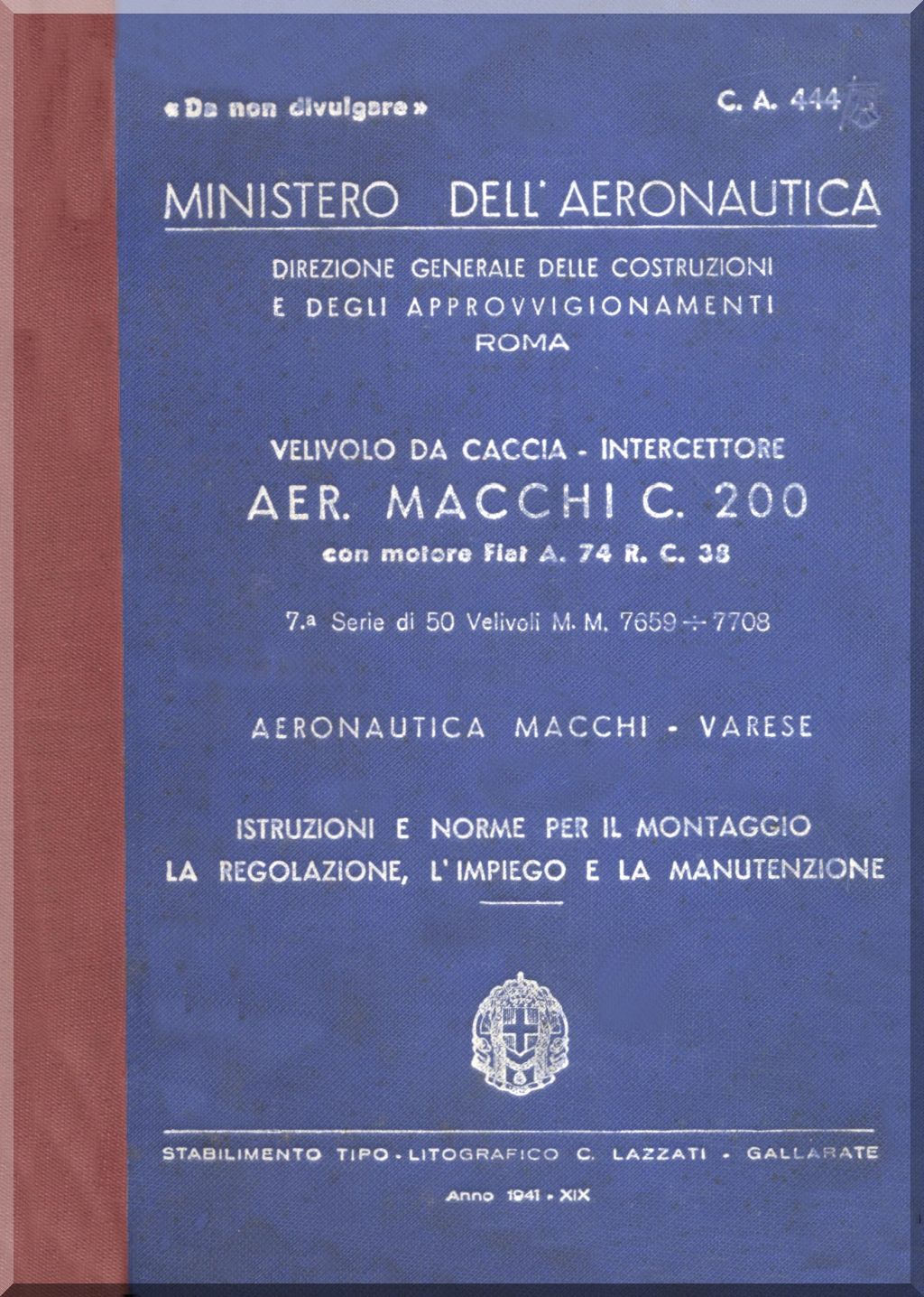 Macchi C.200 Saetta — Maintenance & Technical Manuals · WWII Italian Fighter Documentation · Digital Download