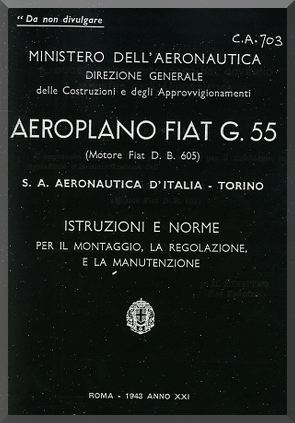 Fiat Aviazione G.55 Centauro Aircraft Manuals Collection - Digital Download
