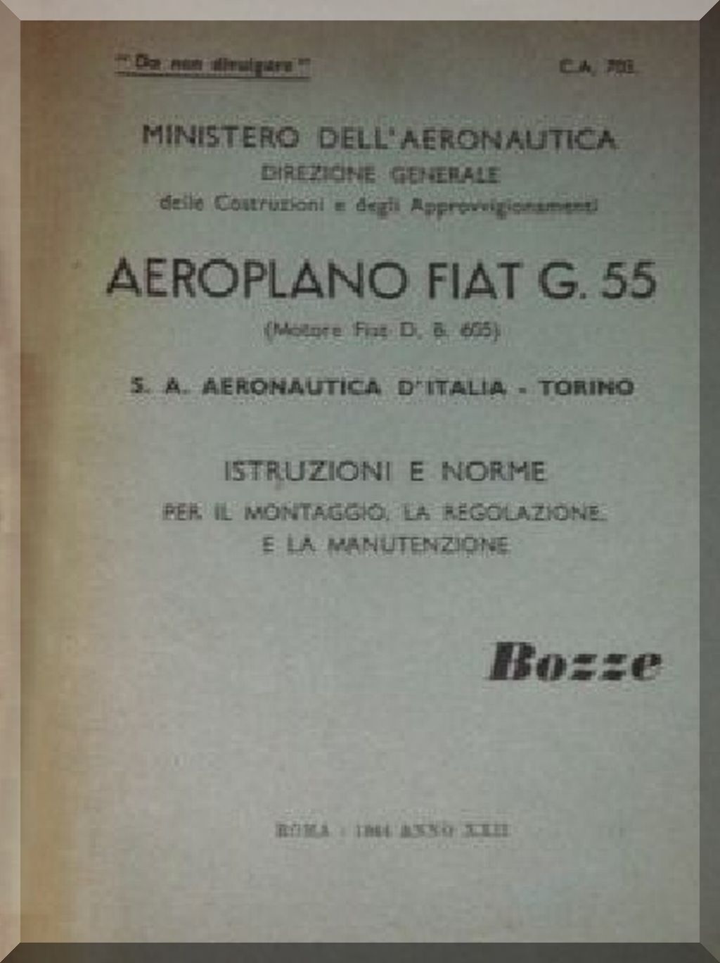 Fiat Aviazione G.55 Centauro Aircraft Manuals Collection - Digital Download