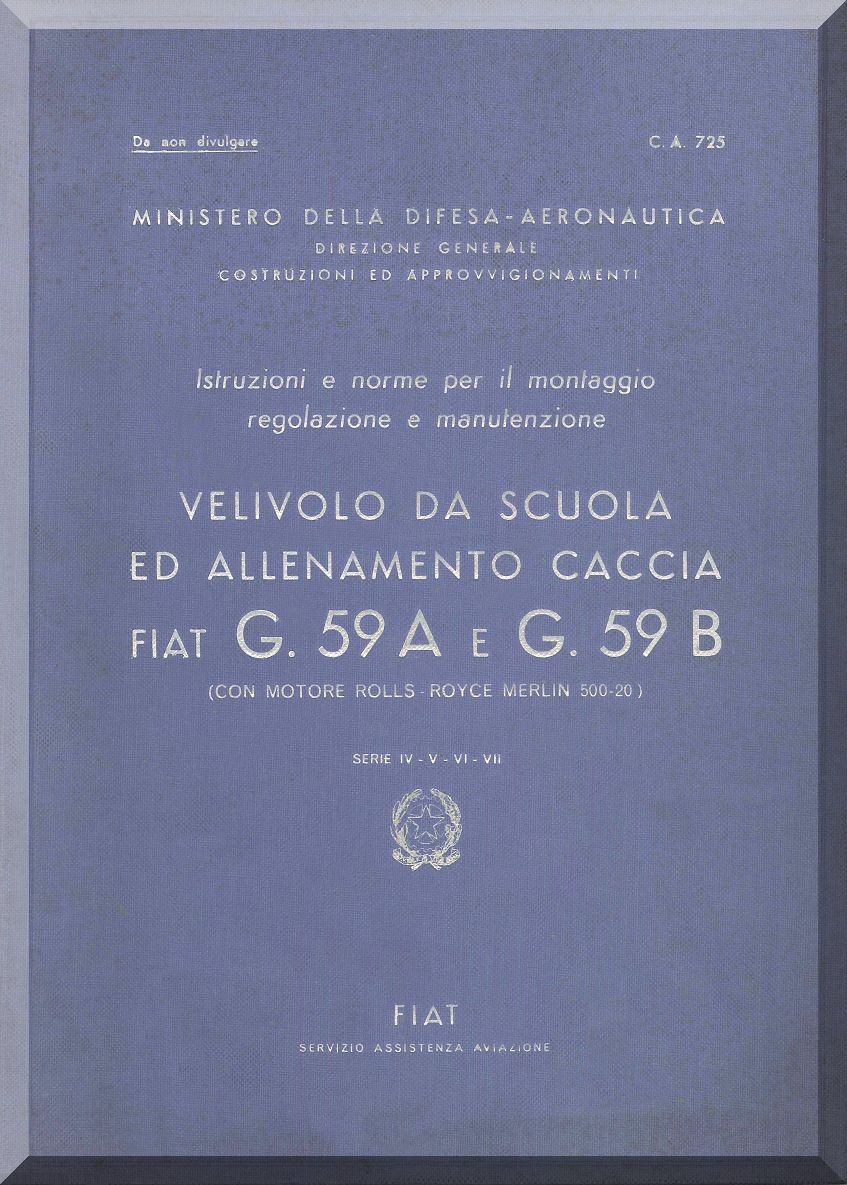 Fiat Aviazione G.59 Centauro Aircraft Manuals Collection - Digital Download