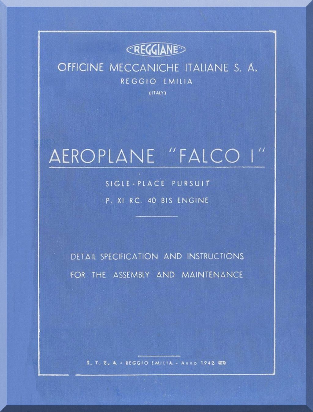 Reggiane Re.2000 Aircraft Manuals Collection - Digital Download