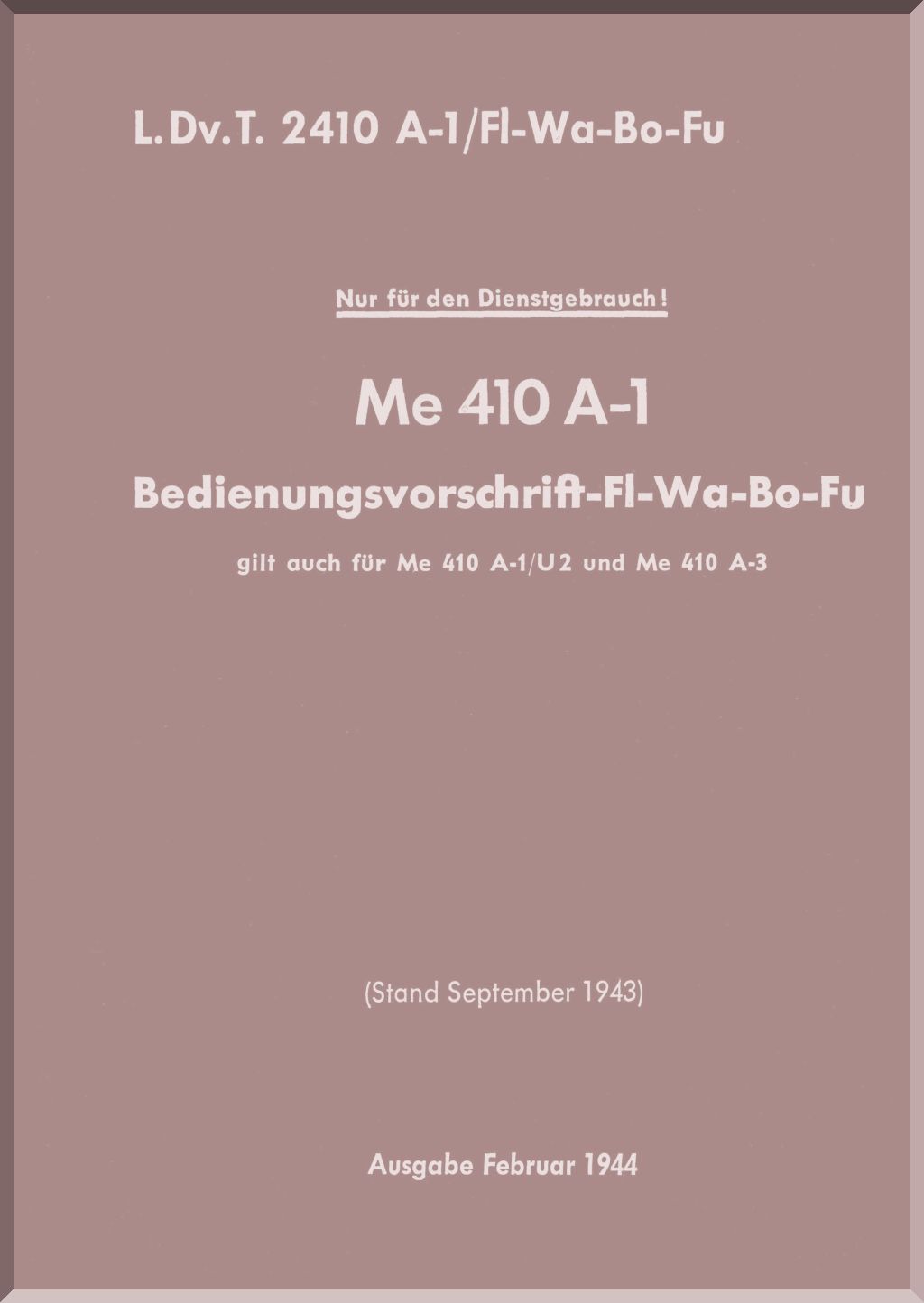 Messerschmitt Me 210 / Me 410 Aircraft Manuals Collection - Digital Download