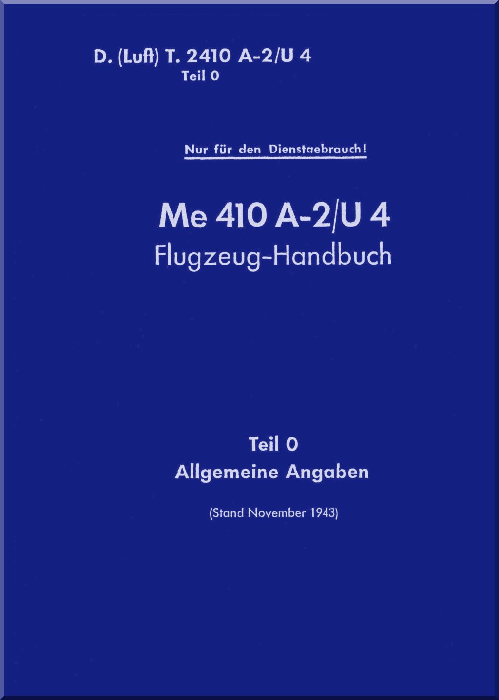 Messerschmitt Me 210 / Me 410 Aircraft Manuals Collection - Digital Download