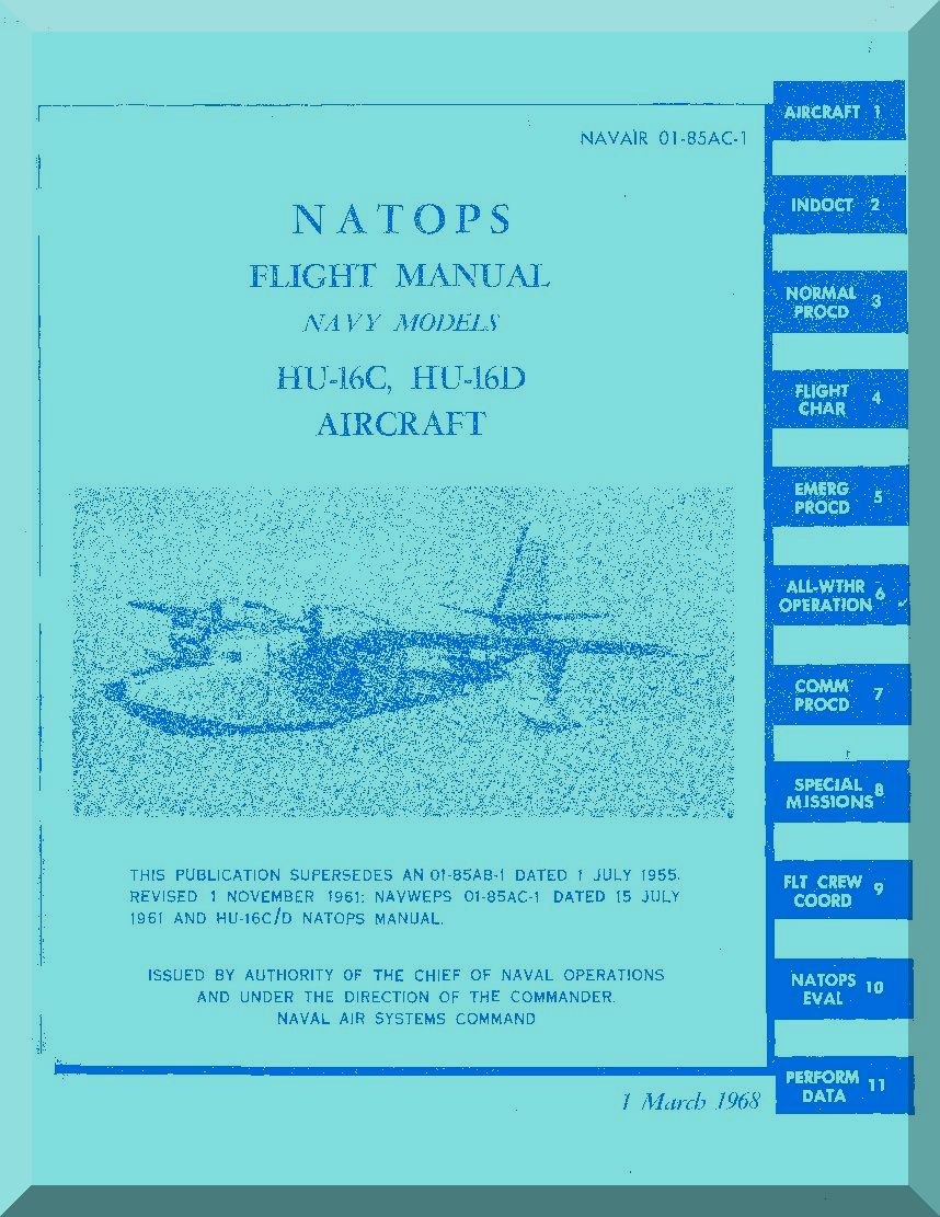 Grumman HU-16 Aircraft Flight Manual - 0185AC-1 - 1968