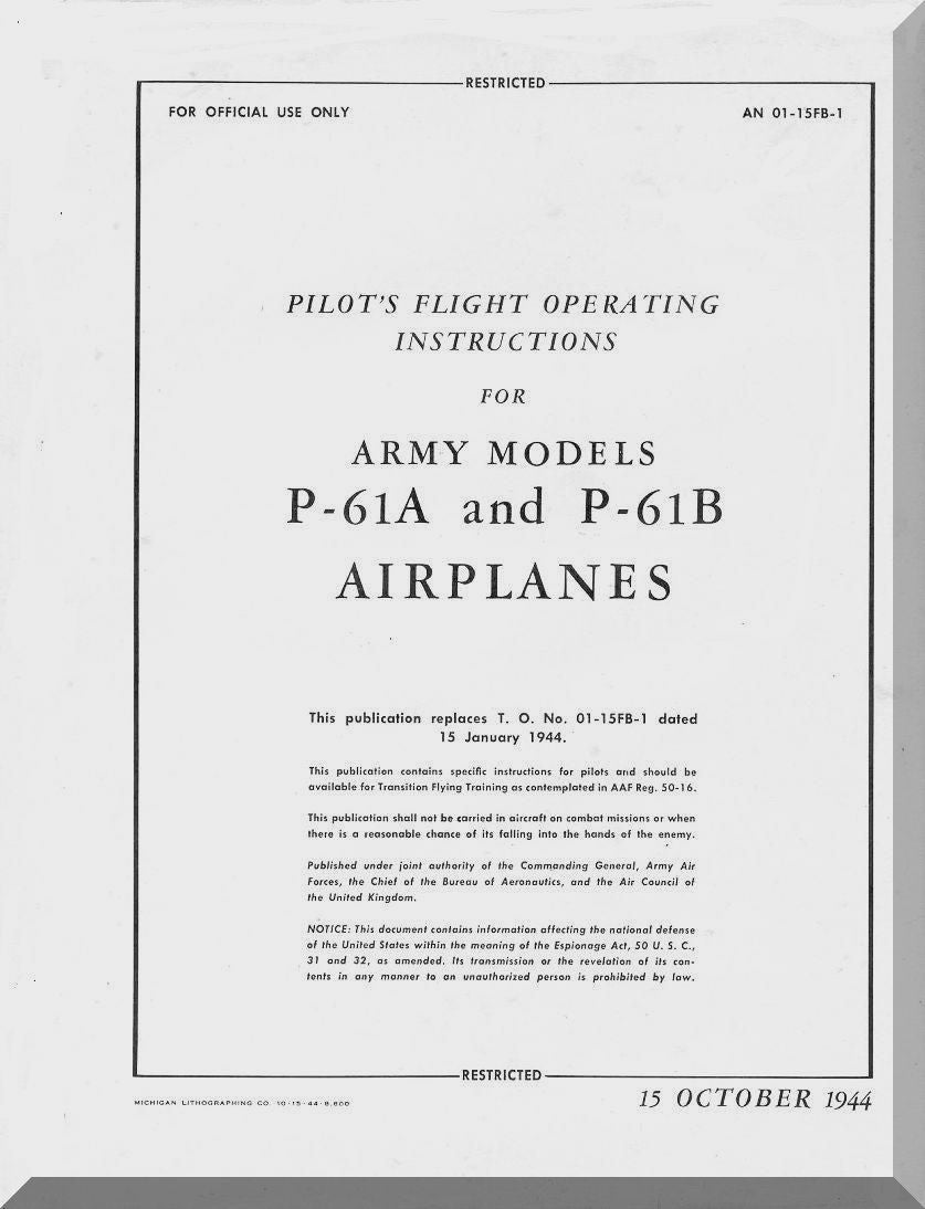 Northrop P-61 Black Widow Aircraft Manuals Collection - Digital Download