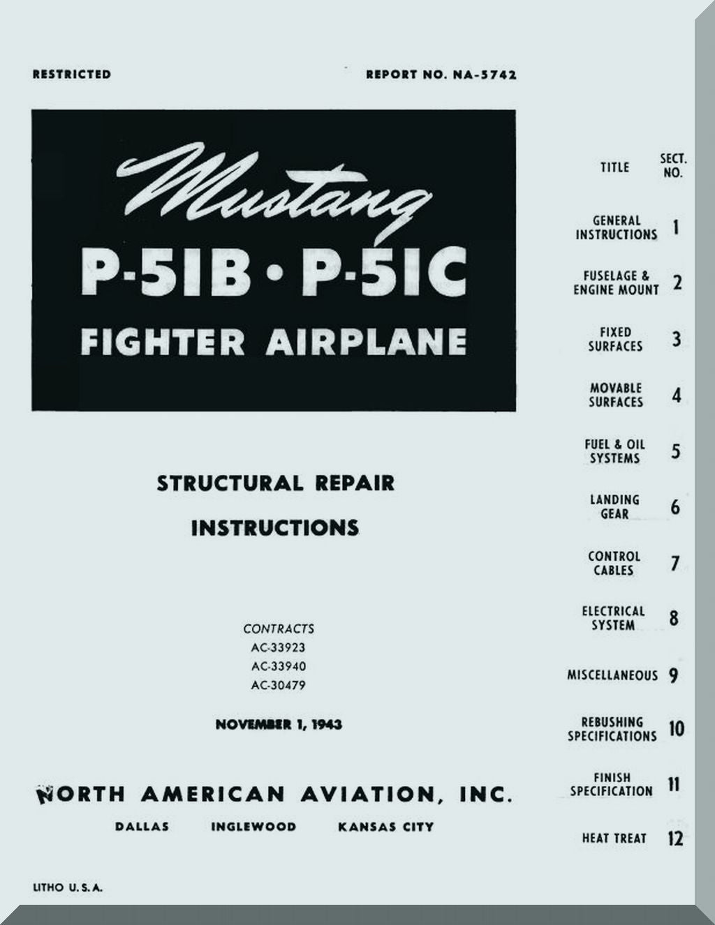 North American Aviation A-36 / P-51 / F-51 / F-6 / Apache / Mustang Aircraft Manuals Buddle - Download