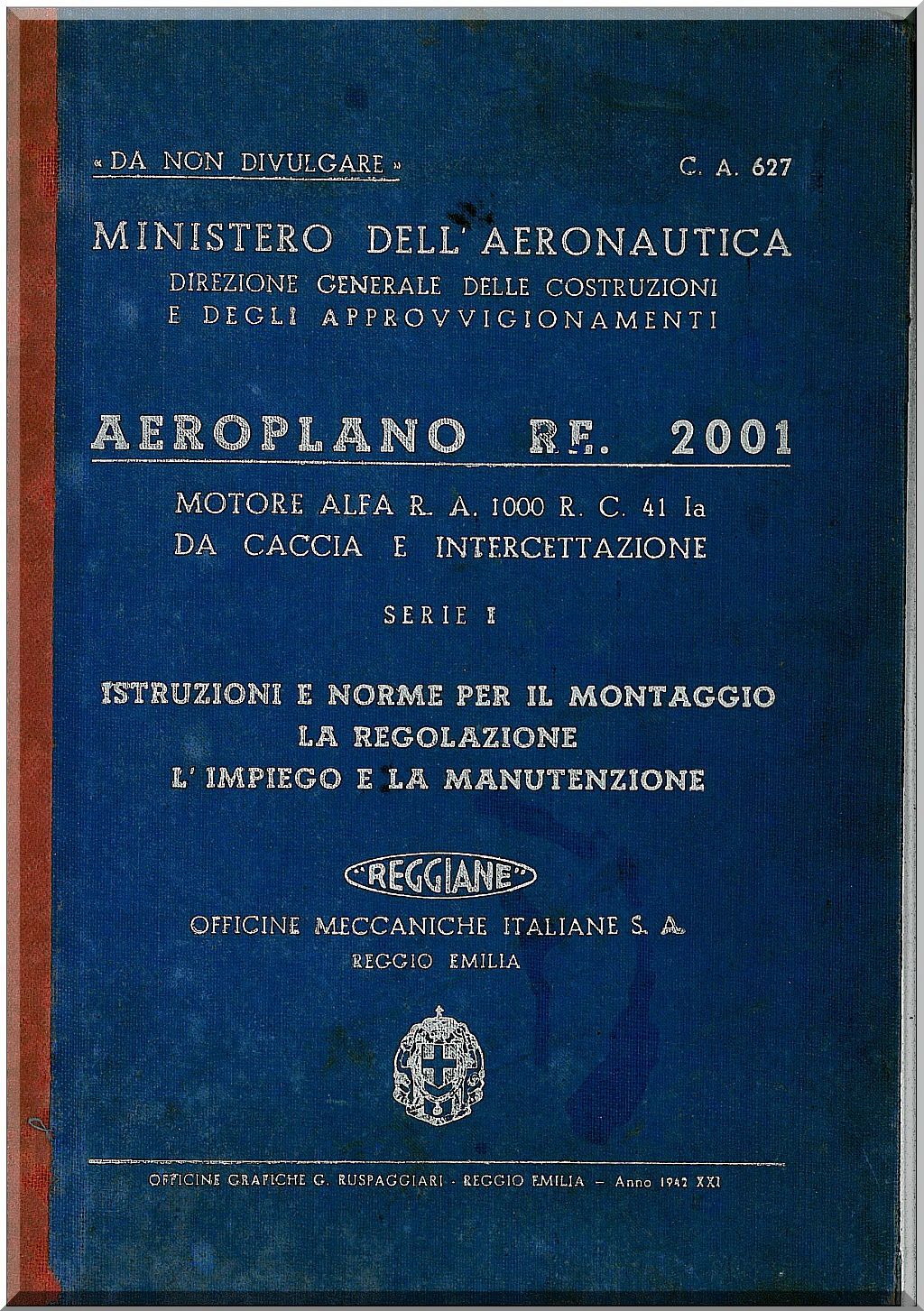 Reggiane Re.2001 Falco II Aircraft Manuals Collection - Digital Download