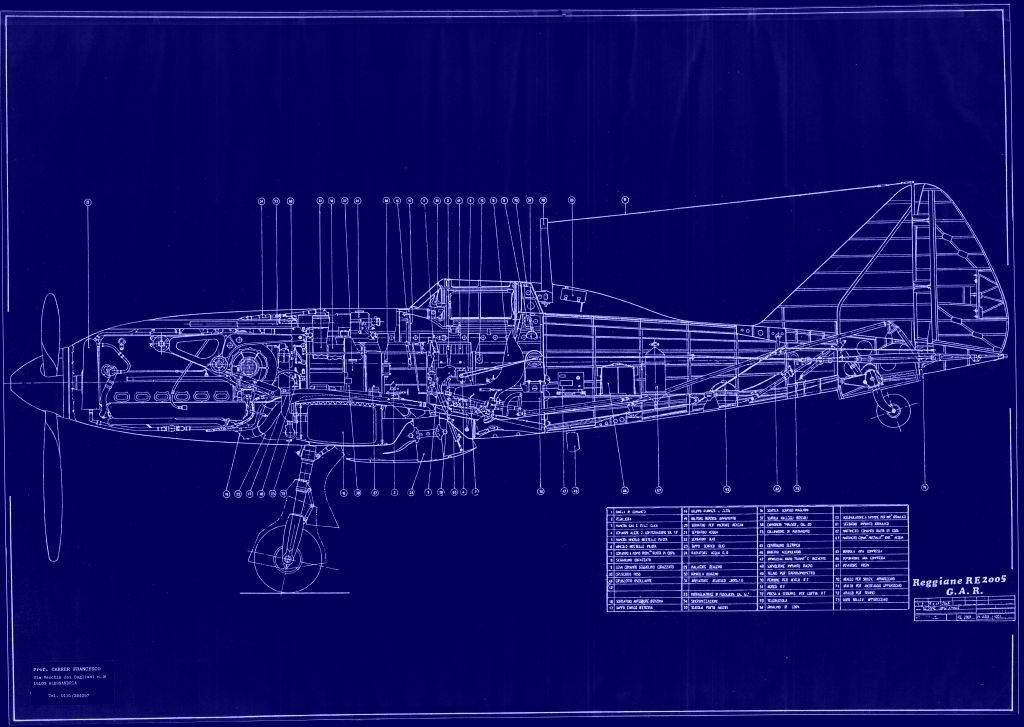 Reggiane Re.2005 "Sagittario" Aircraft Blueprints Engineering Drawings