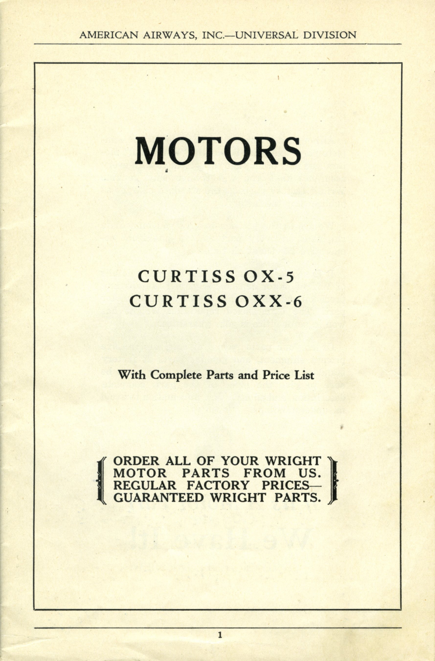 Curtiss OX-5 Aircraft Engine Manuals Collection - Digital Download