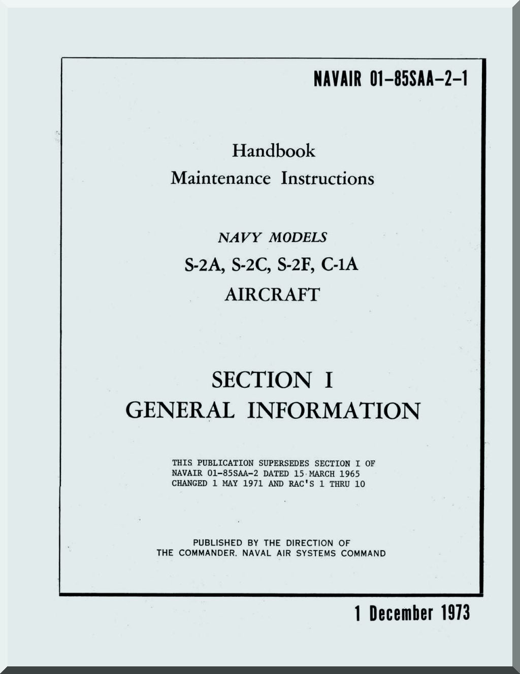Grumman C-1 Trader / S-2 Tracker Aircraft Manuals Collection