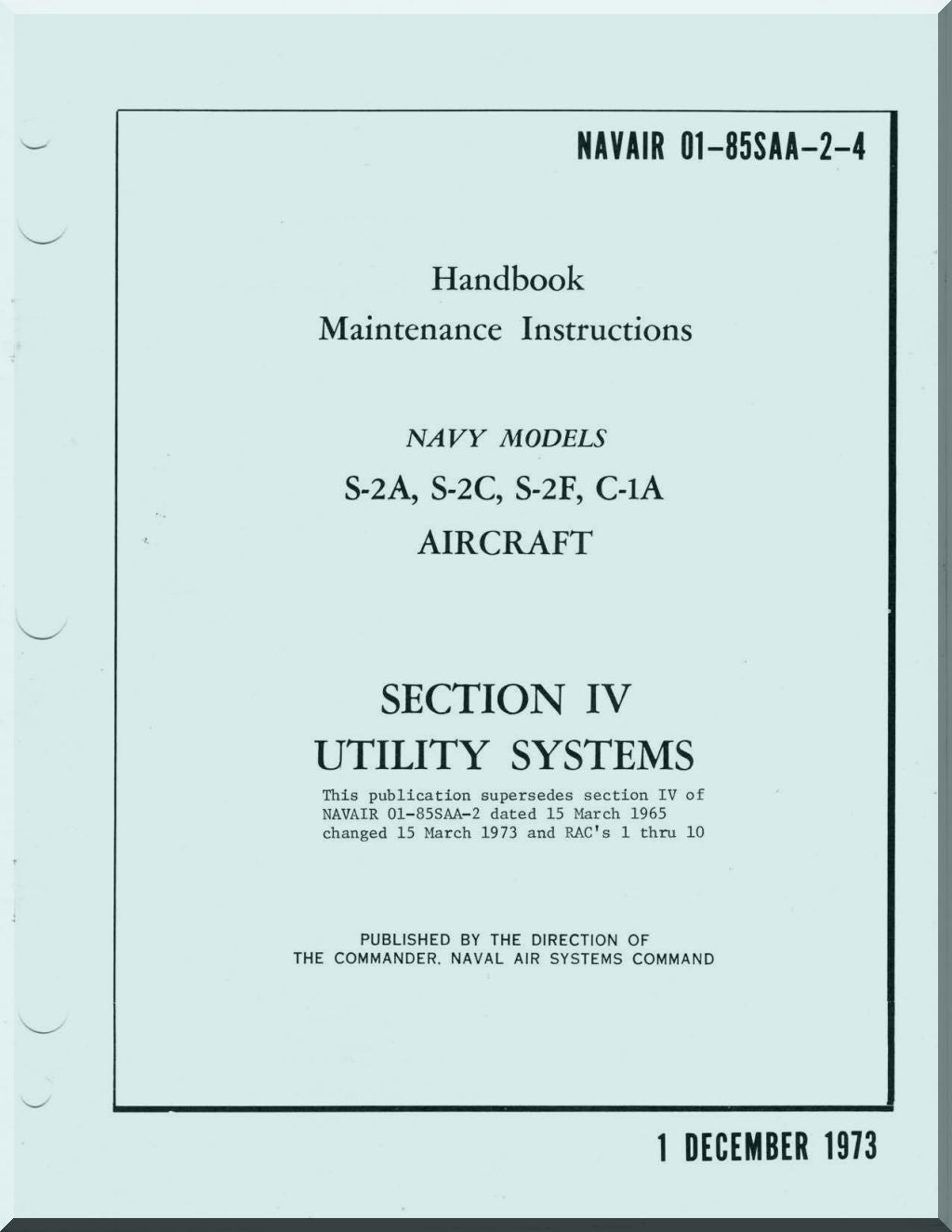 Grumman C-1 Trader / S-2 Tracker Aircraft Manuals Collection