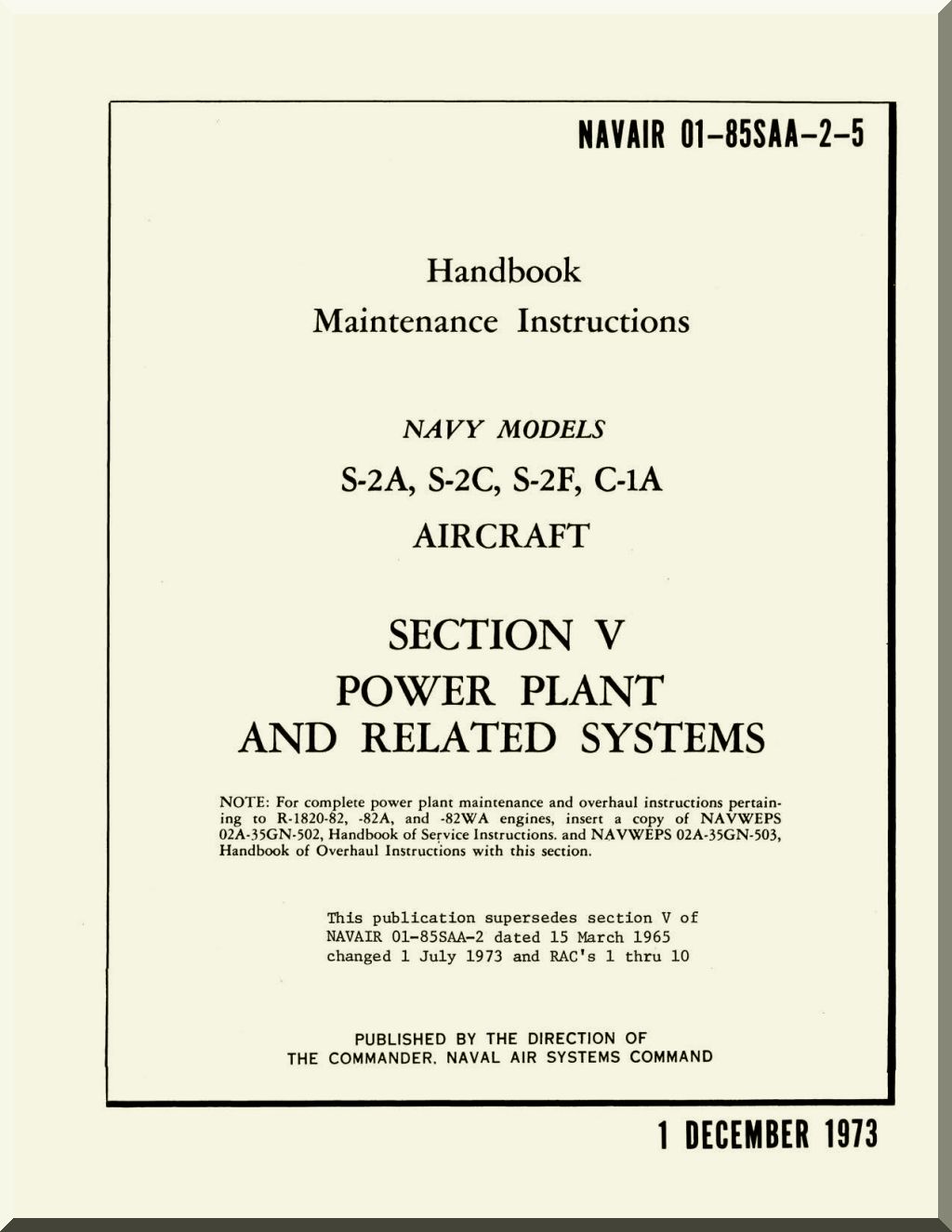 Grumman C-1 Trader / S-2 Tracker Aircraft Manuals Collection