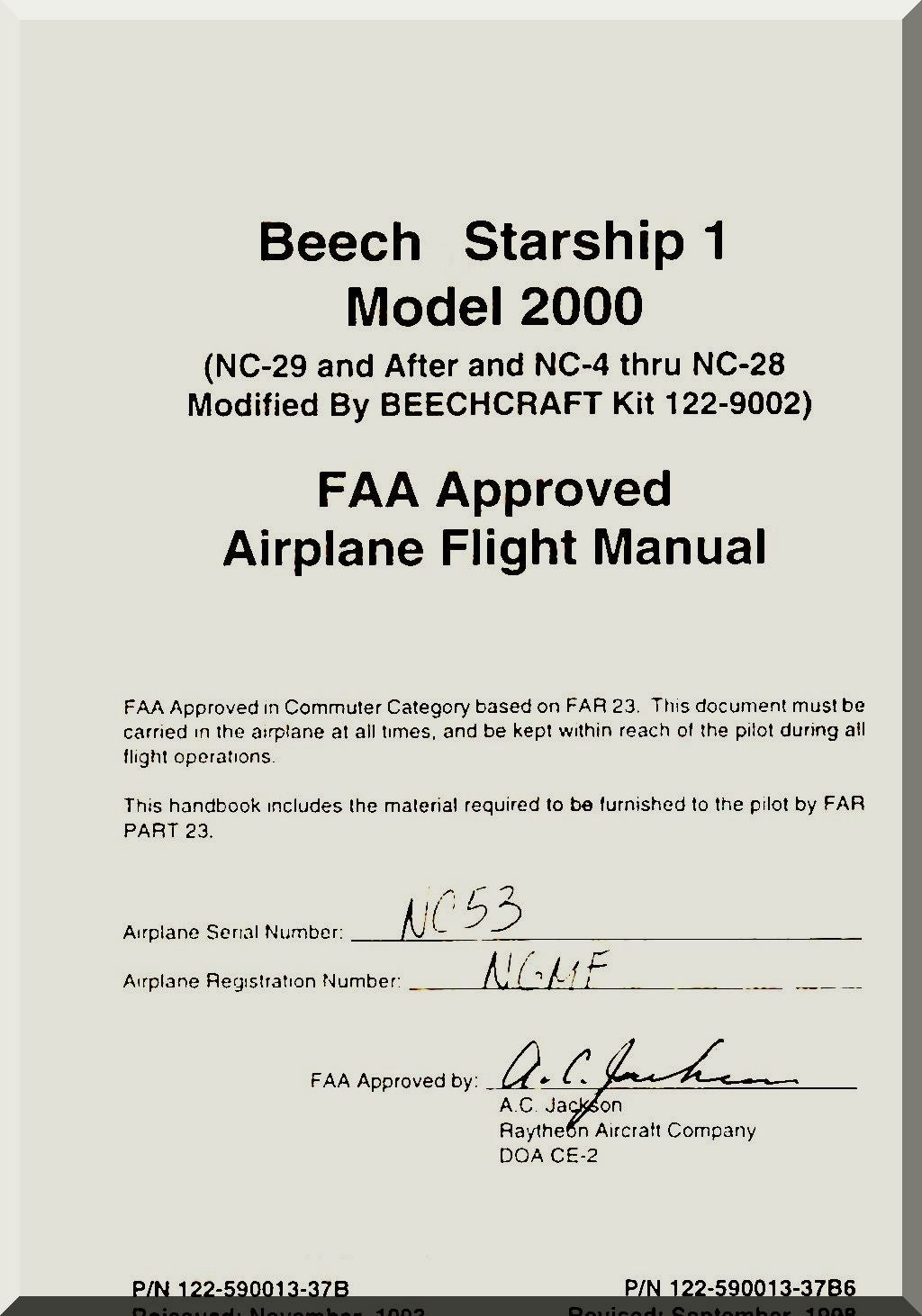 Beechcraft 2000 Starship 1 Aircraft Manuals Collection