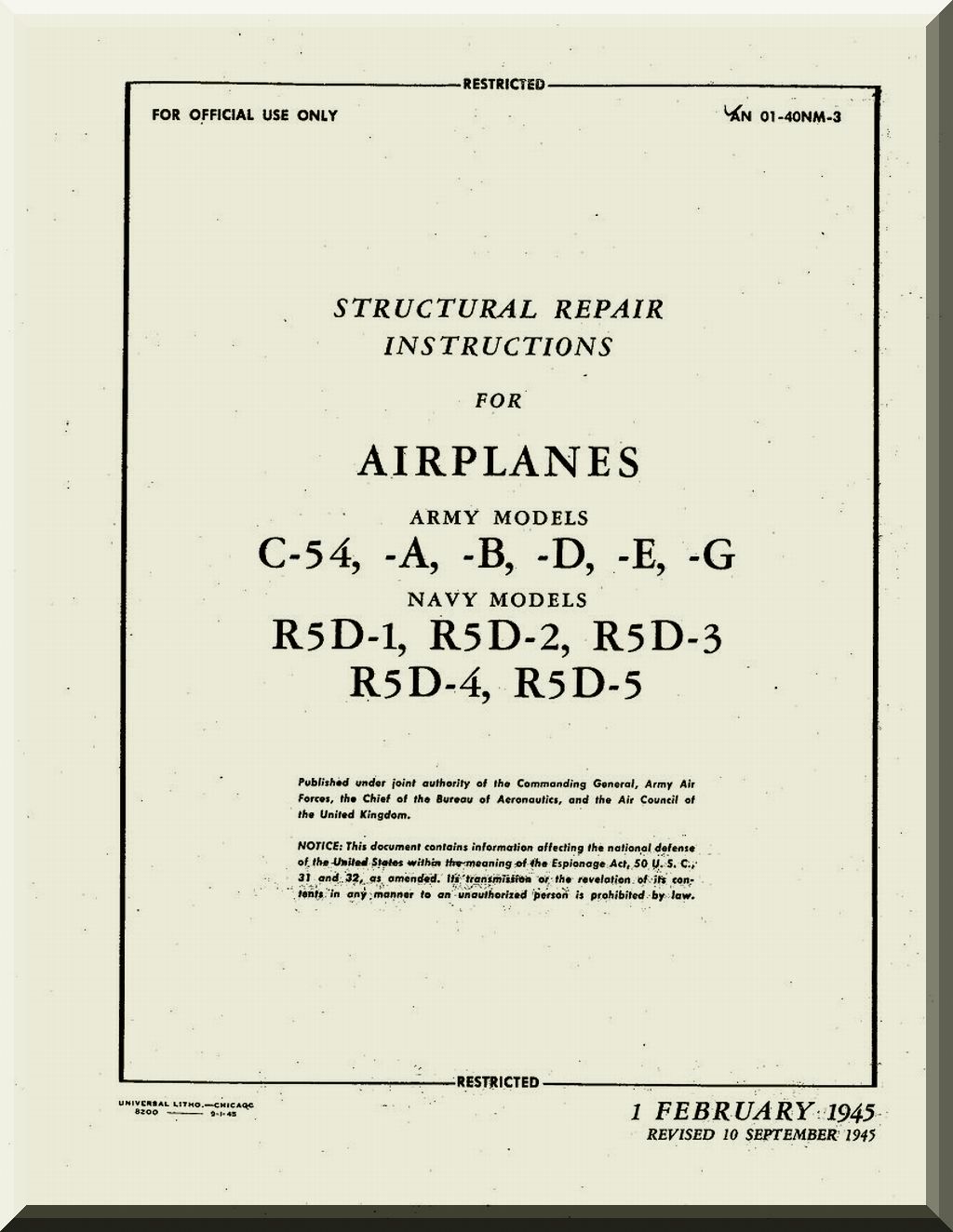 Douglas C-54 / R5D / DC-4 Skymaster Aircraft Manuals Collection