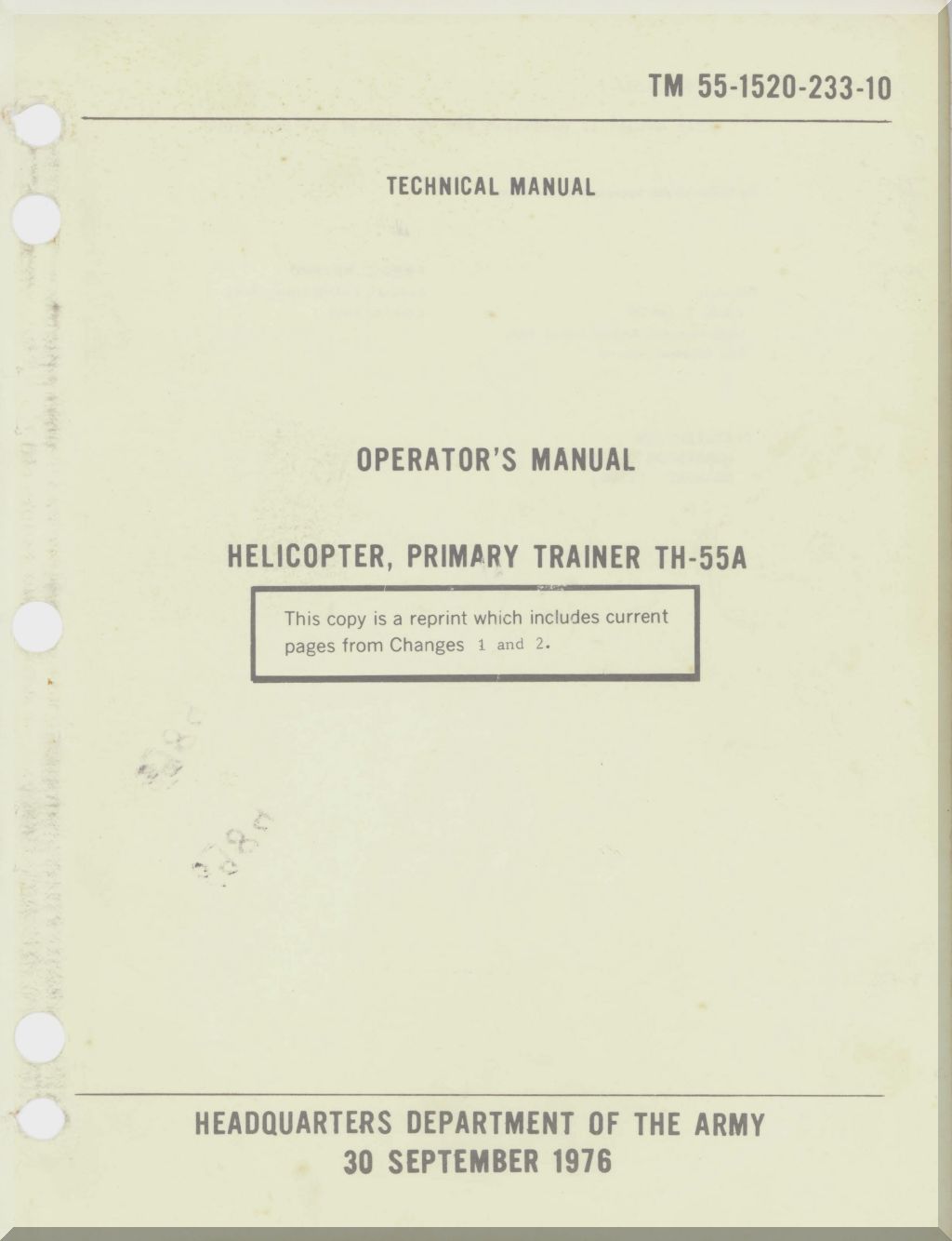 Hughes 269 / TH-55 " Osage " Helicopter Manuals Bundle Download