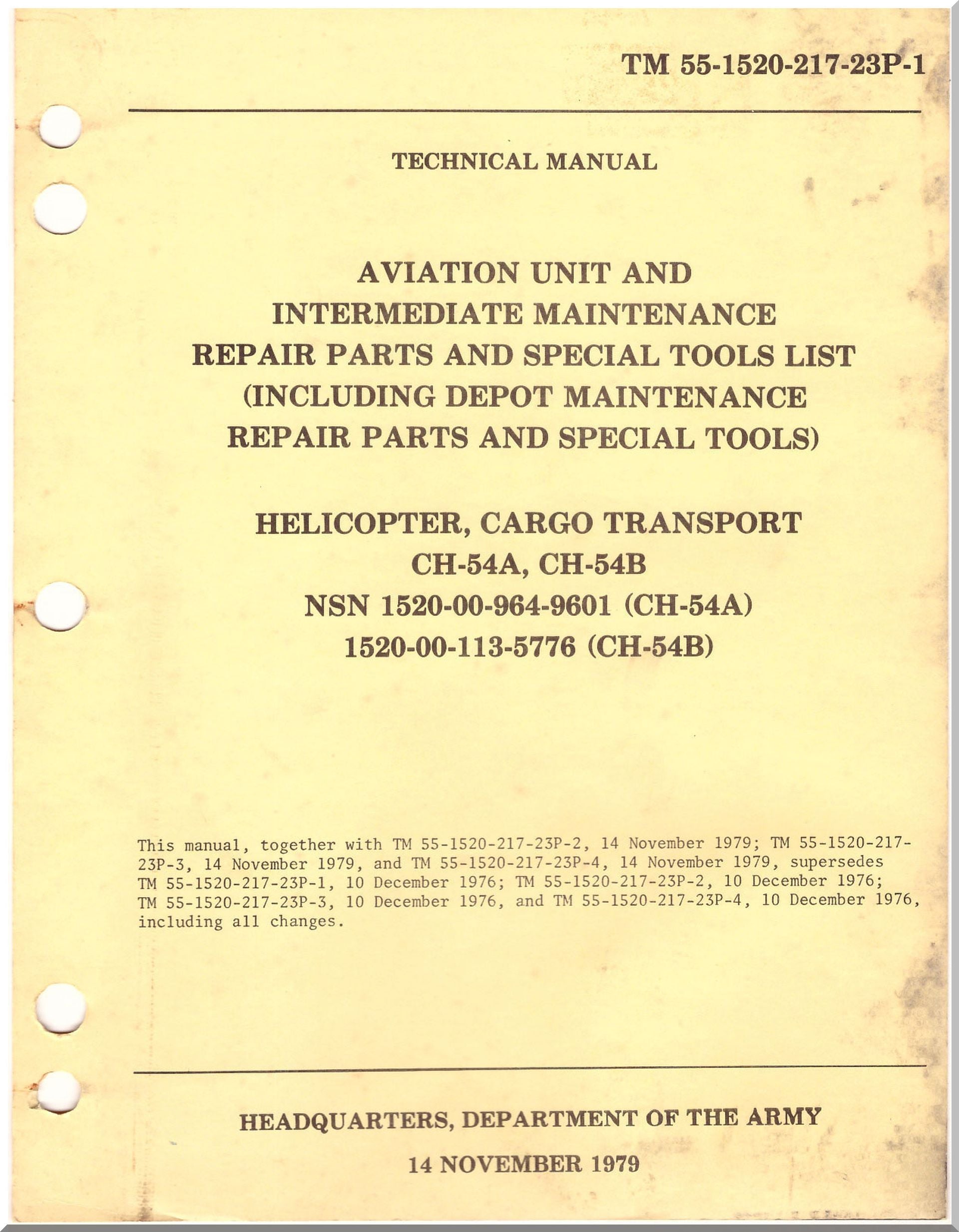 Sikorsky S-64 / CH-54 Skycrane Helicopter Manuals Bundle - Digital Download