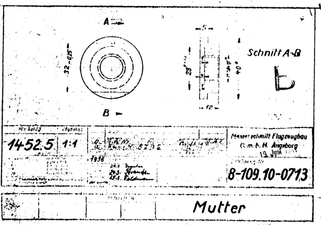 Messerschmitt Bf 109G/K — Original Engineering Blueprints · Factory Drawings Archive · Digital Download