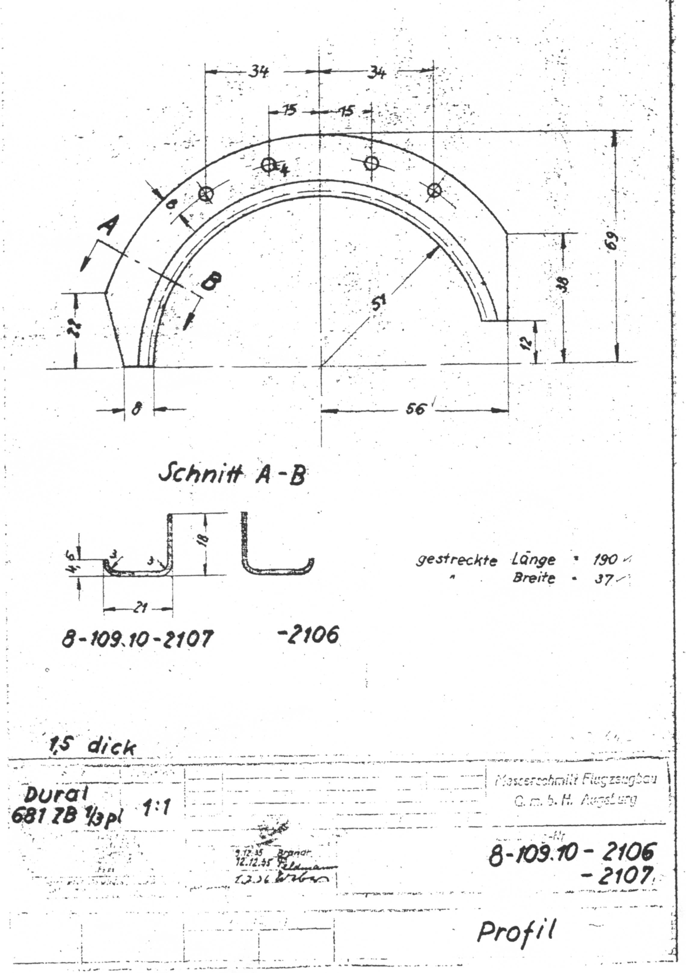 Messerschmitt Bf 109E — Original Engineering Blueprints · Factory Drawings Archive · Digital Download