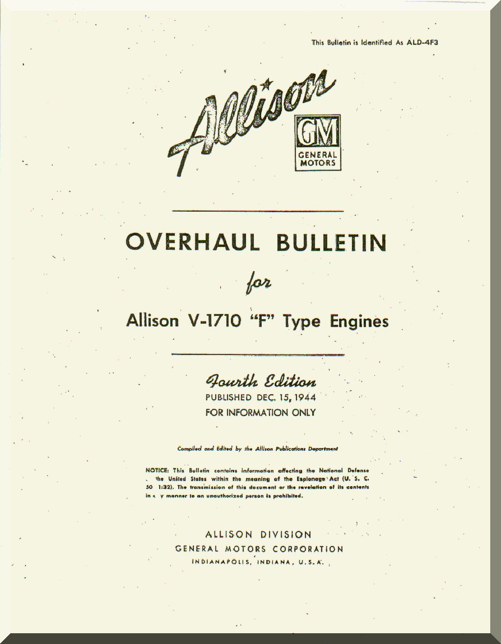 Allison V-1710 Aircraft Engine Manuals Bundle - Download -