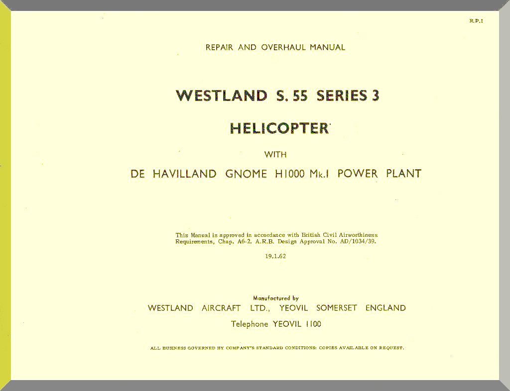 Westland / Sikorsky / WS-55 / S-55 / H-19 " Whirlwind " Helicopter Manuals Bundle- Download