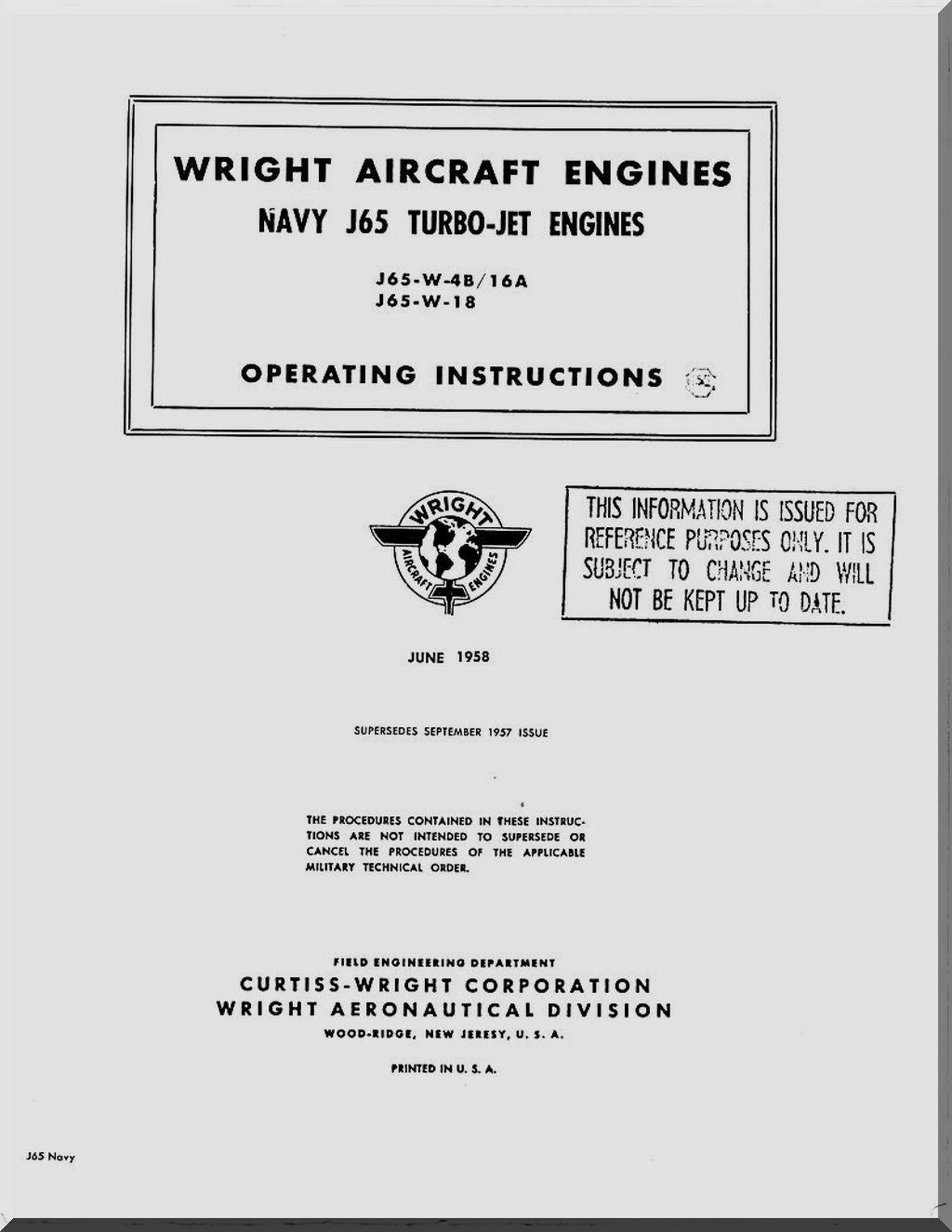 Wright Siddeley J65 Sapphire Aircraft Engines Manuals and Data Collection