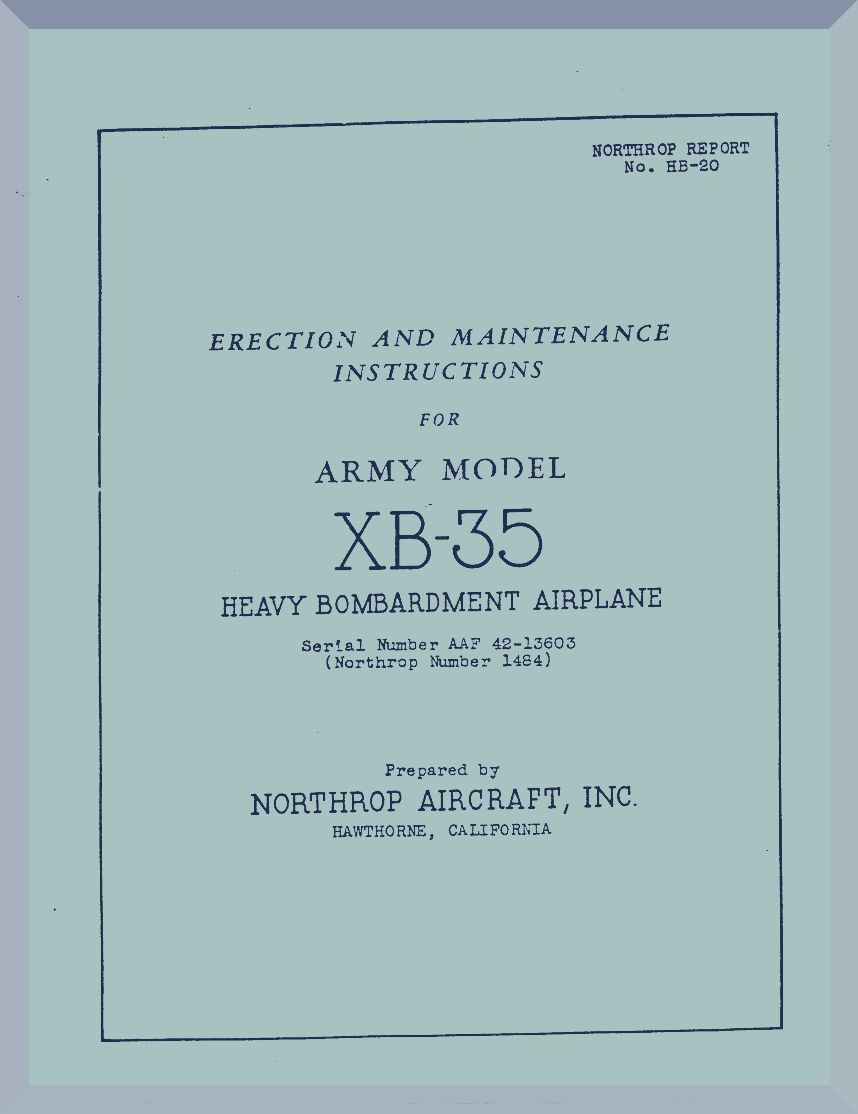 Northrop YB-35 Flying Wing Aircraft Manuals Collection