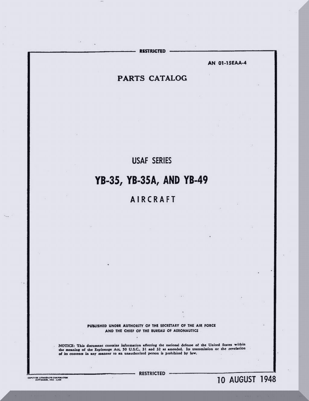 Northrop YB-35 Flying Wing Aircraft Manuals Collection