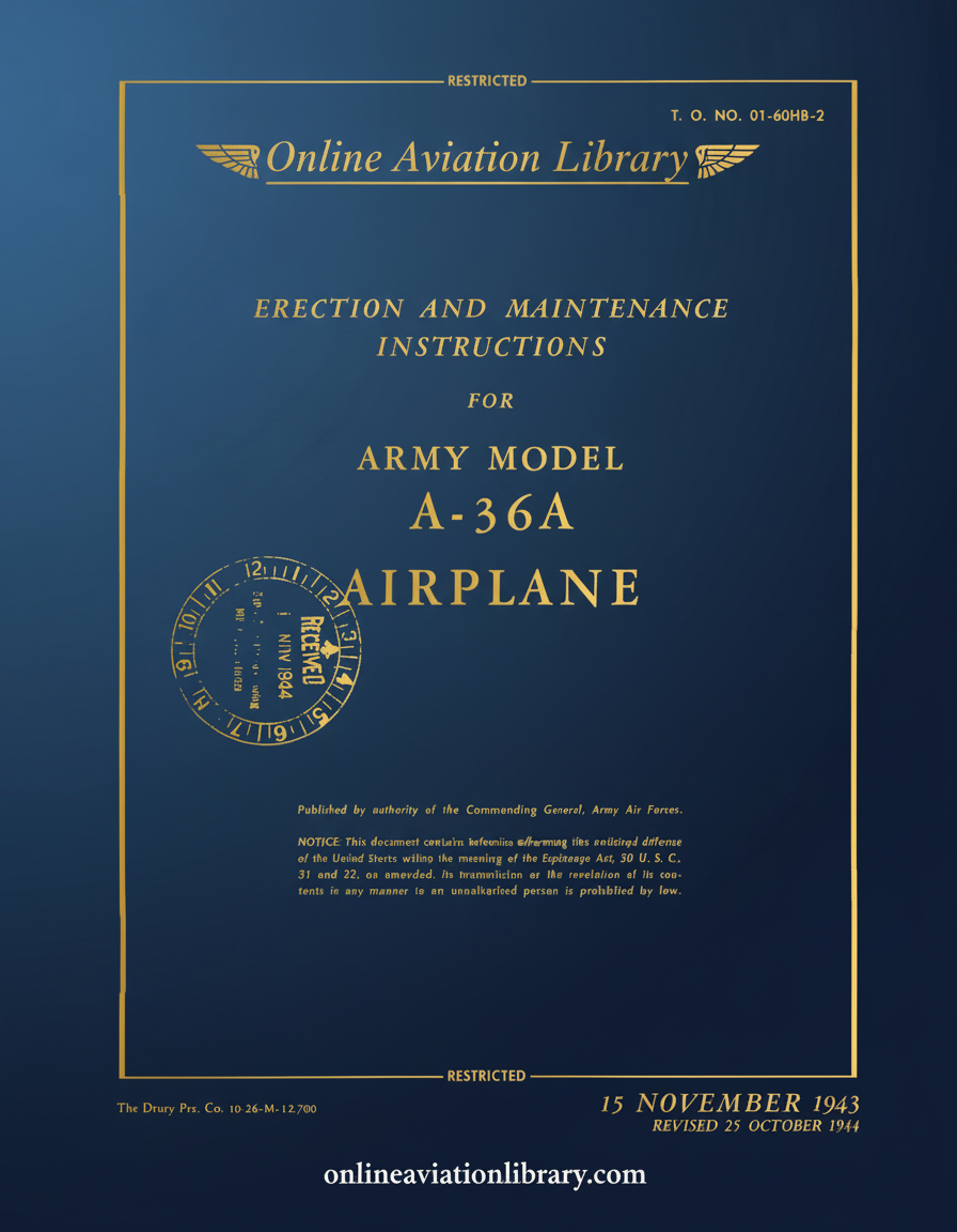 A-36A Airplane Erection and Maintenance Instructions Cover Page