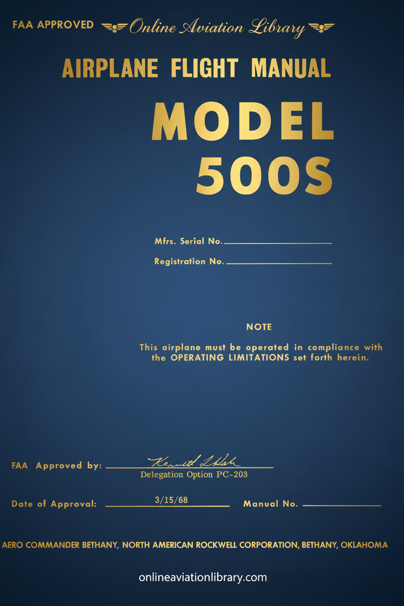 Aero Commander 500S Flight Manual Cover Page