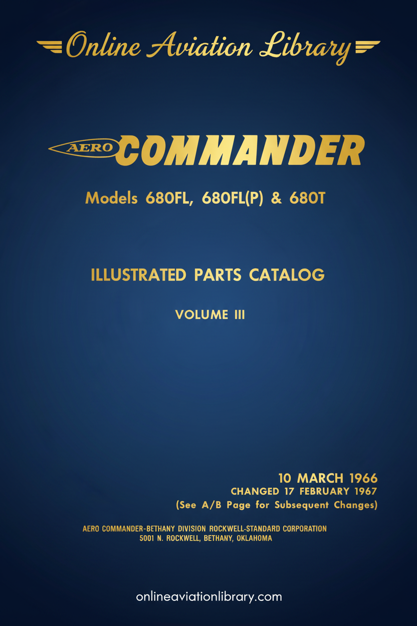 Aero Commander 680FL, 680FL(P) & 680T Illustrated Parts Catalog Volume III - Standard Cover Page