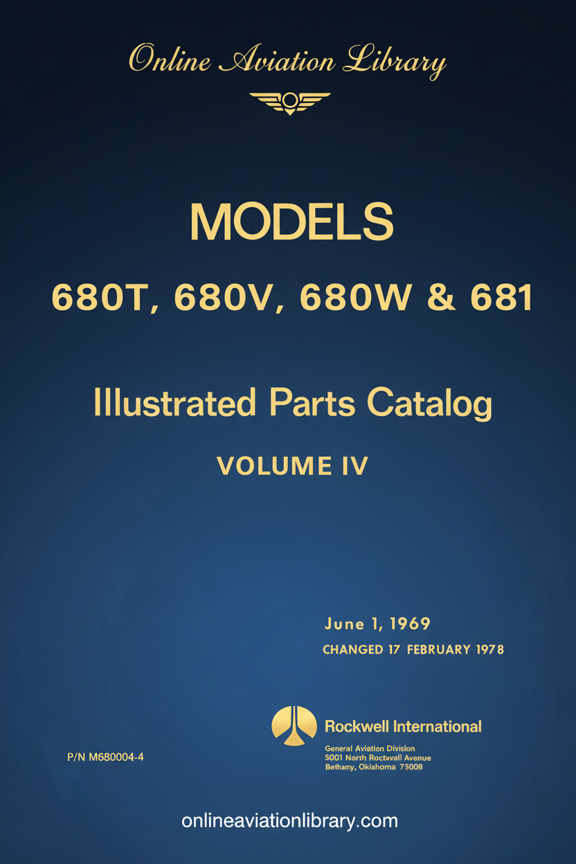 Aero Commander 680T, 680V, 680W & 681 Illustrated Parts Catalog Volume IV - Standard Cover Page