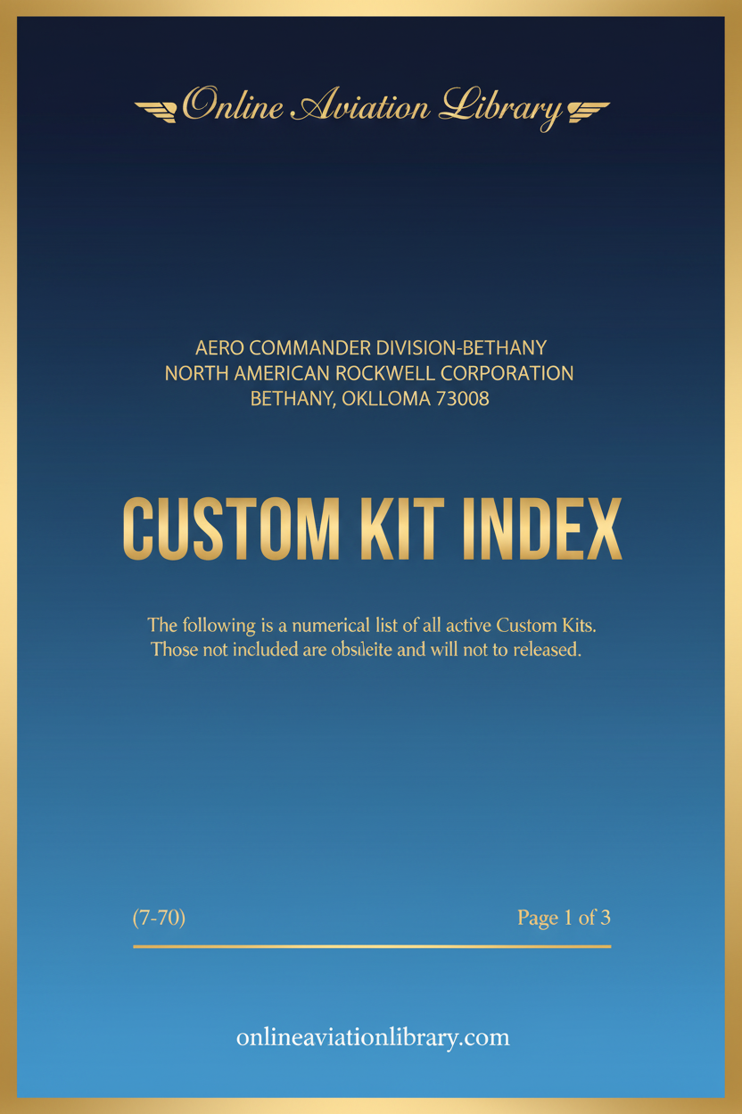 Aero Commander Custom Kit Index Cover Page