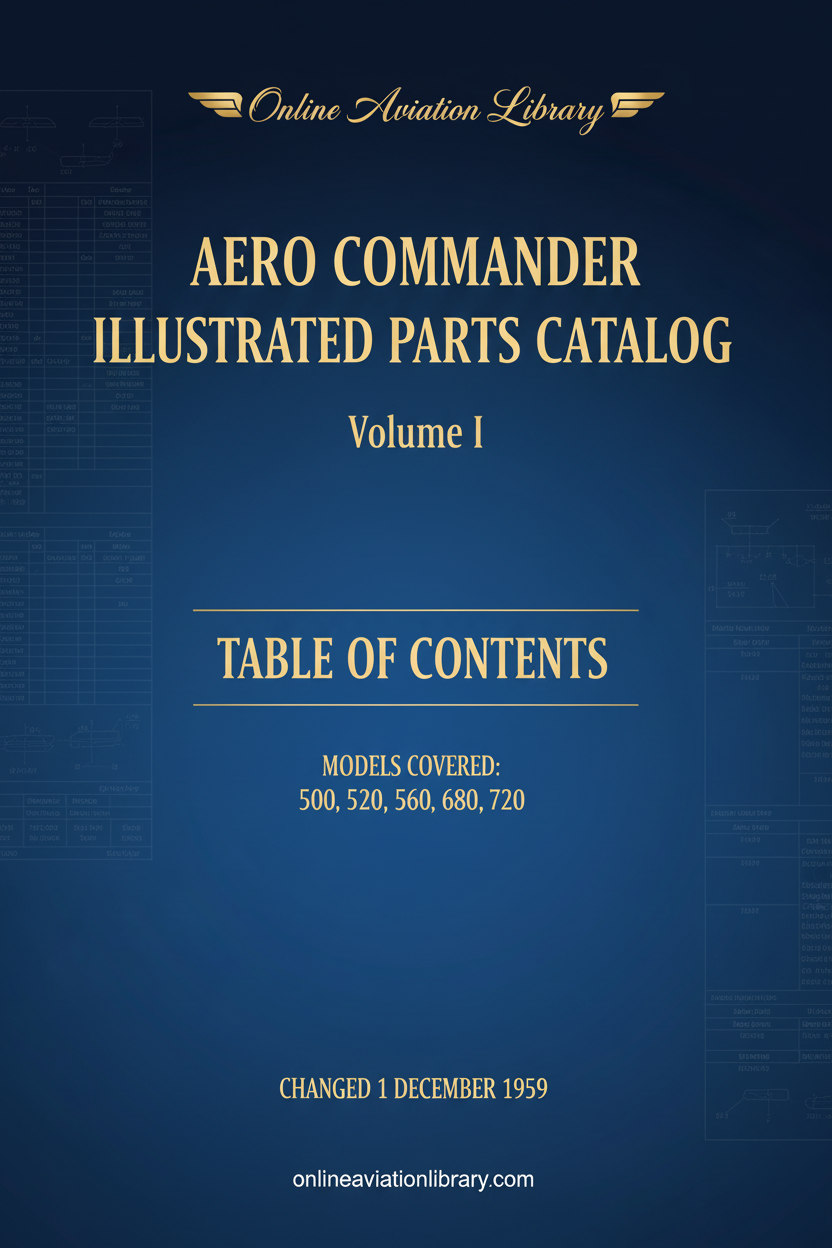 Aero Commander Illustrated Parts Catalog Volume I Cover Page
