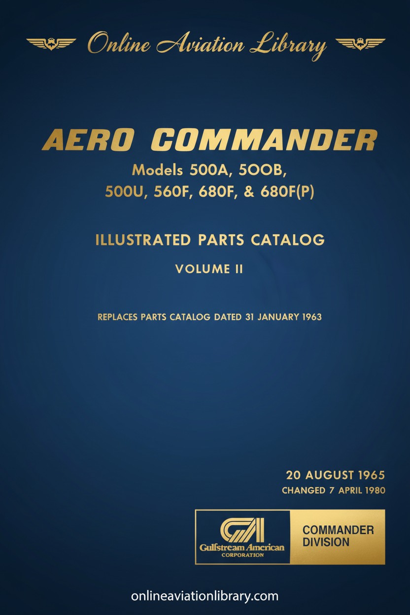 Aero Commander Illustrated Parts Catalog Volume II Cover Page