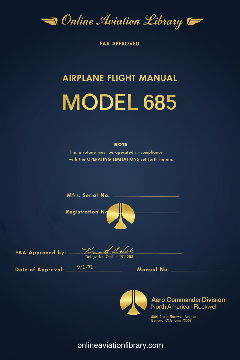 Aero Commander Model 685 Airplane Flight Manual - Standard Cover Page