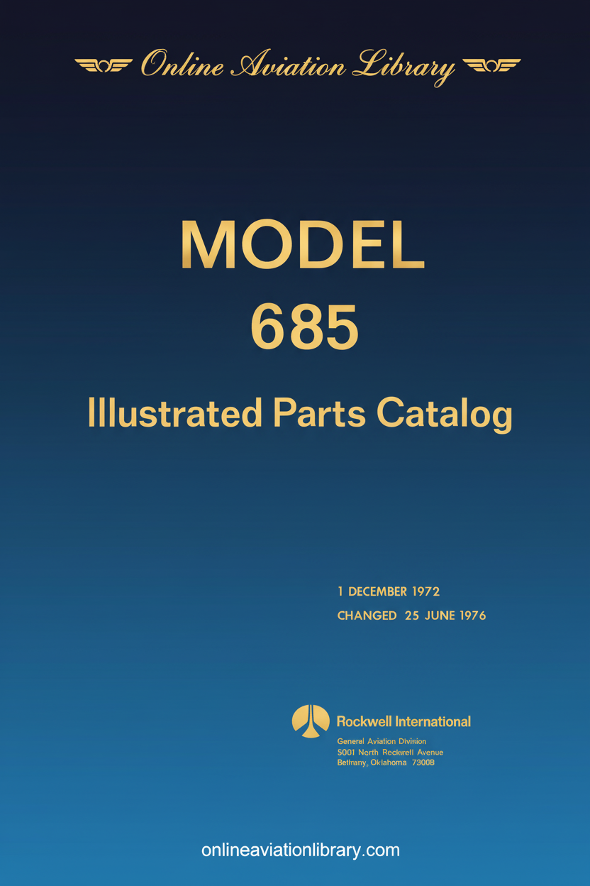 Aero Commander Model 685 Illustrated Parts Catalog - Standard Cover Page