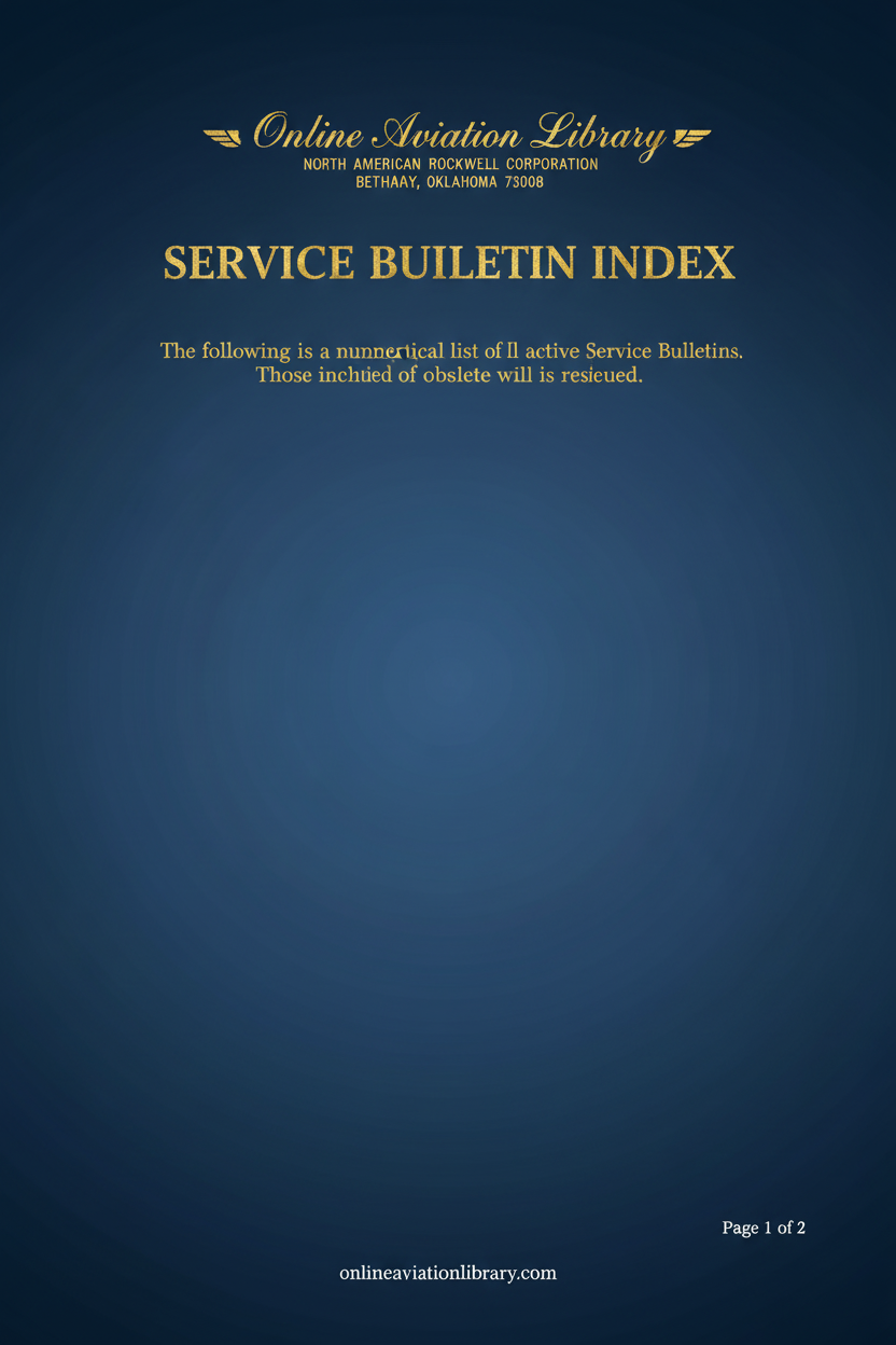 Aero Commander Service Bulletin Index Cover Page