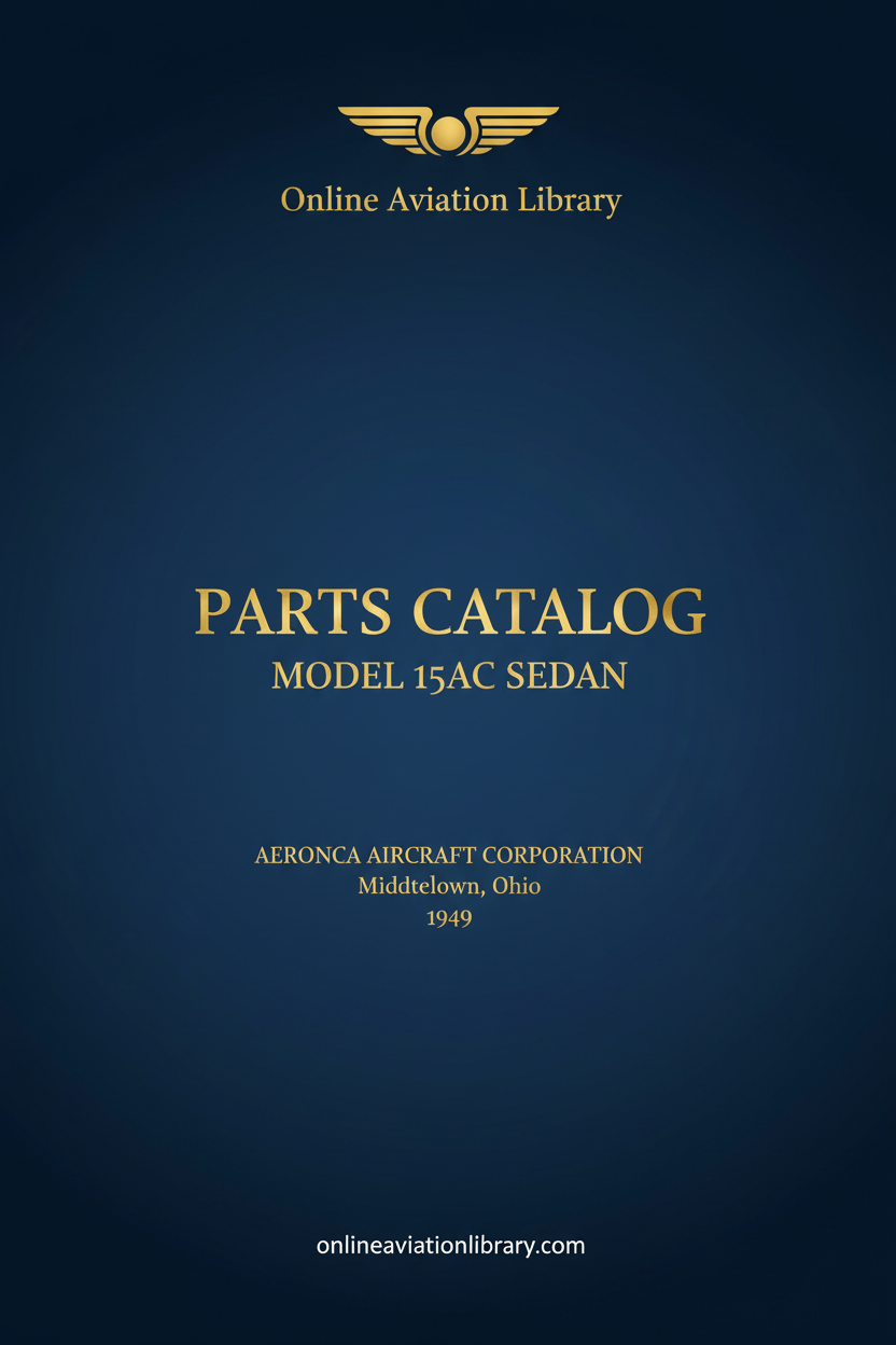Aeronca 15AC Sedan Parts Catalog - Standard Cover Page