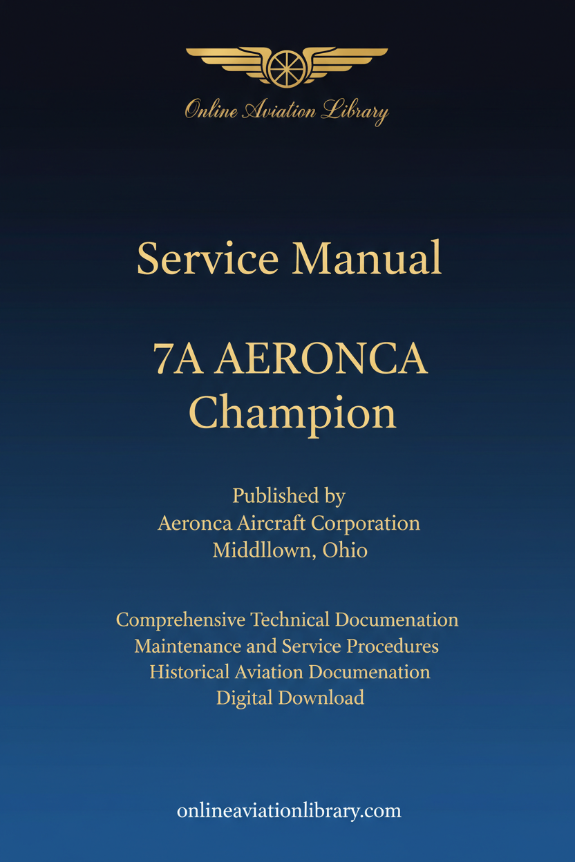 Aeronca Champion 7A Service Manual Standard Cover Page