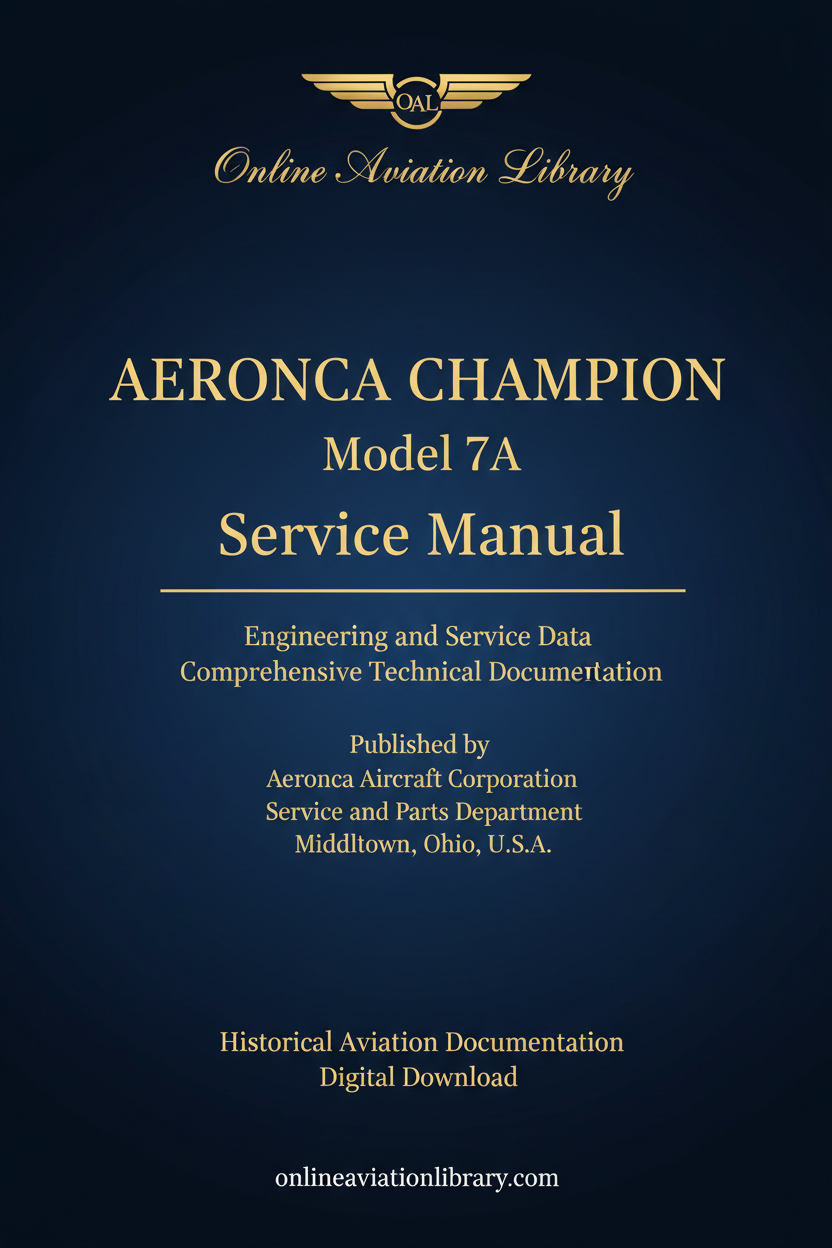 Aeronca Champion 7A Service Manual Standard Cover Page
