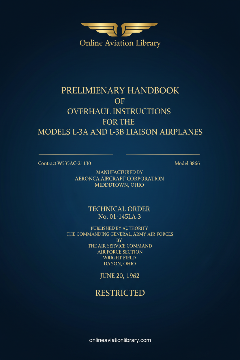 Aeronca L-3 Overhaul Instructions Standard Cover Page