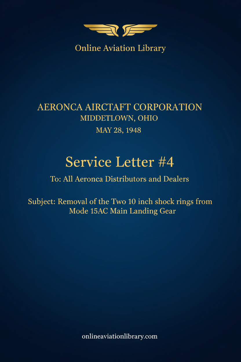 Aeronca Service Letter #4 - Standard Cover Page