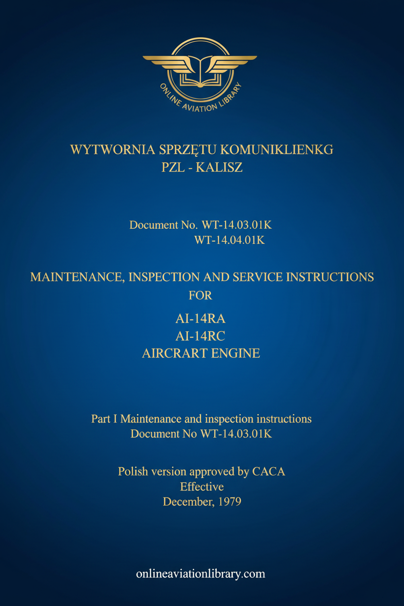 AI-14 Aircraft Engine Maintenance Instructions Standard Cover Page