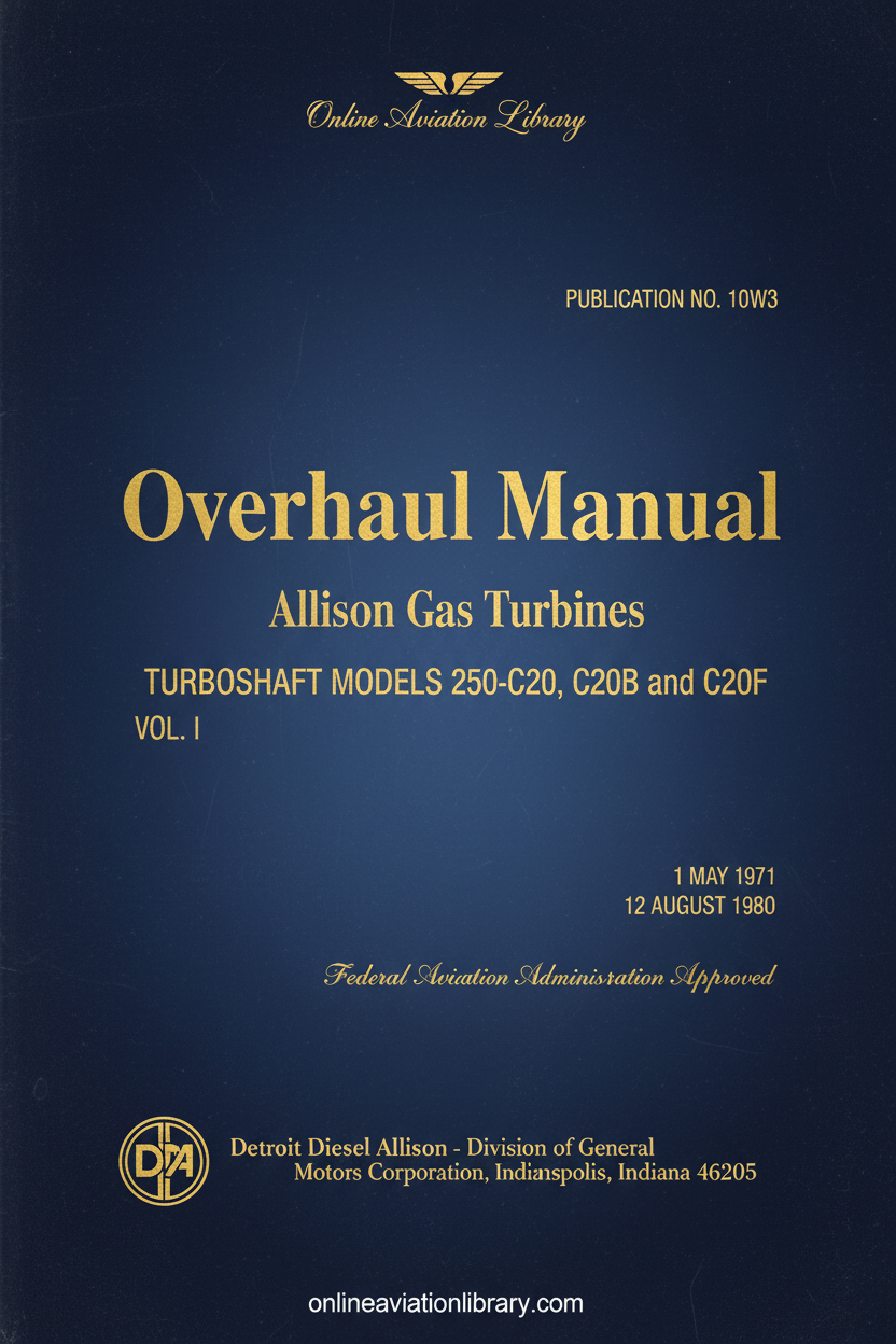 Allison 250-C20 Overhaul Manual Cover Page