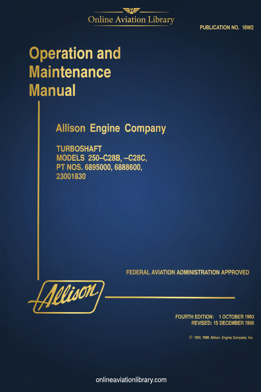 Allison 250-C28 Operation and Maintenance Manual Cover Page