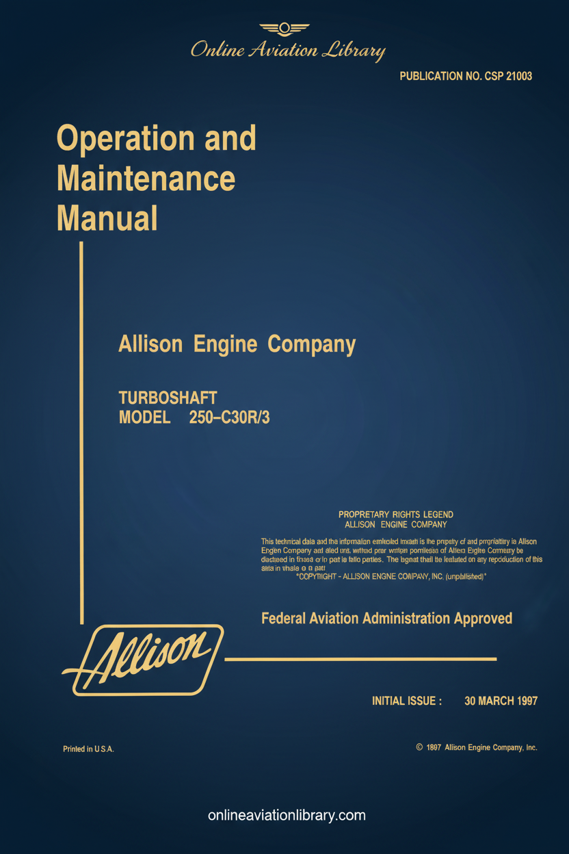 Allison 250-C30R/3 Operation and Maintenance Manual Cover Page