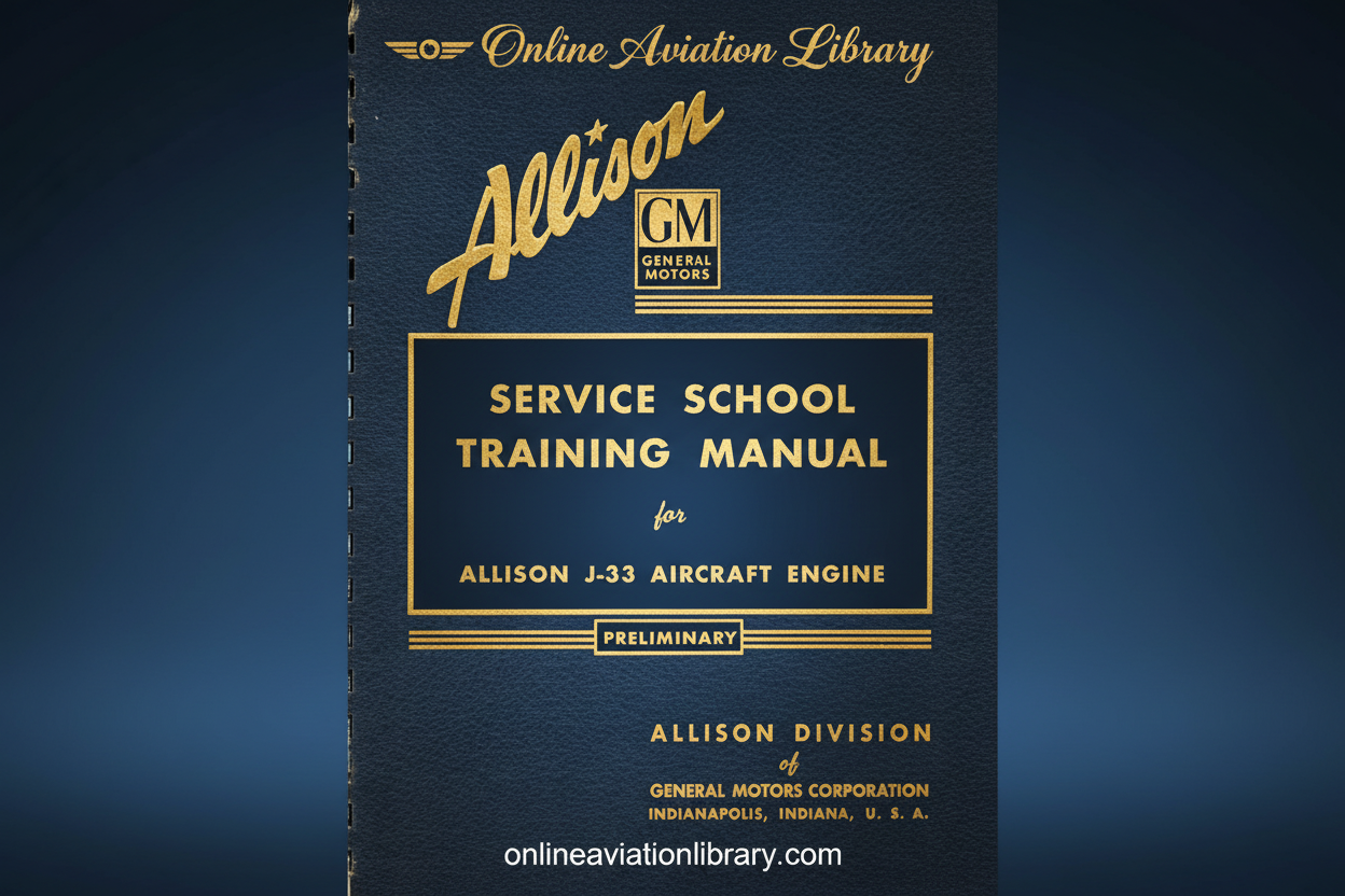 Allison J-33 Aircraft Engine Service School Training Manual Cover Page