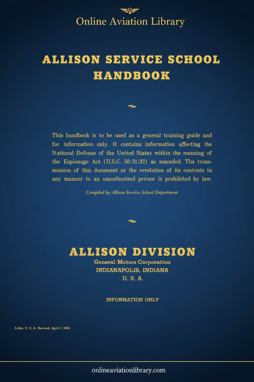 Allison Service School Handbook Cover Page