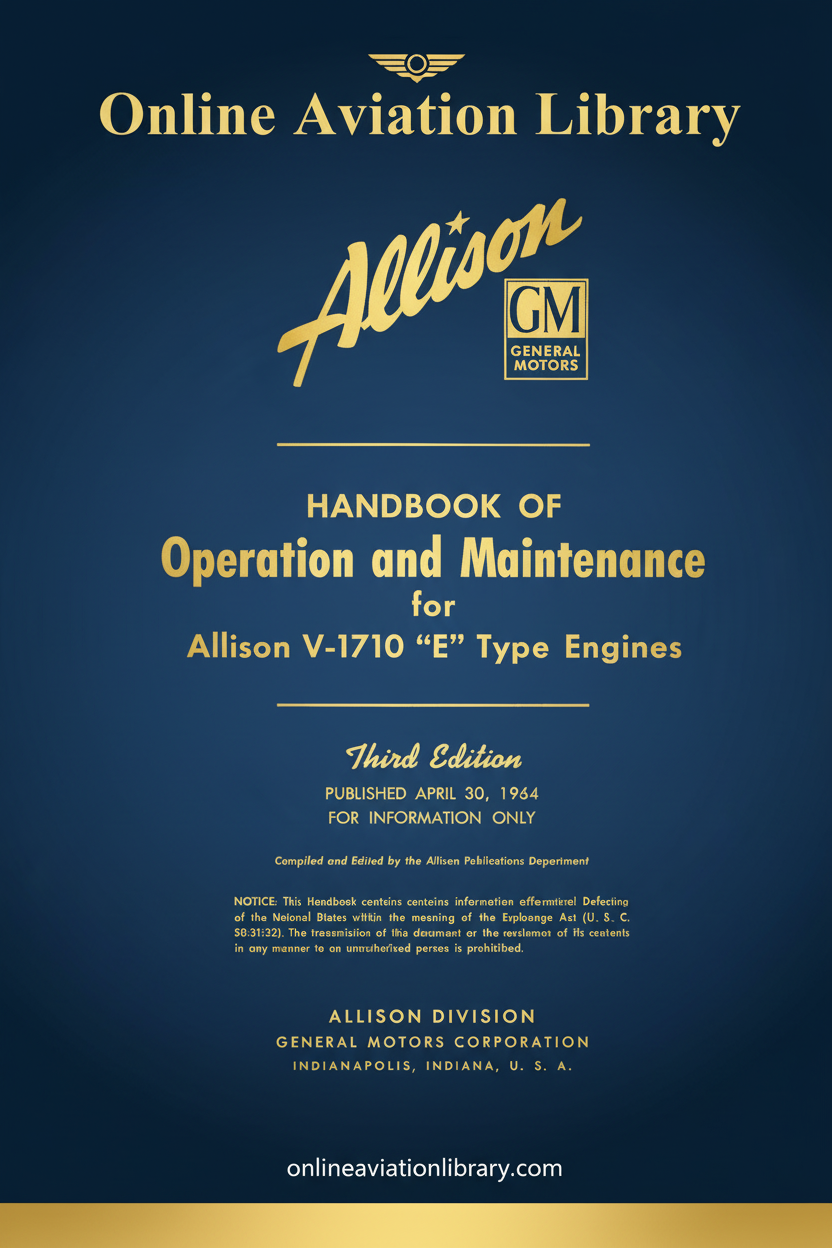 Allison V-1710 E Type Operation and Maintenance Handbook Cover Page